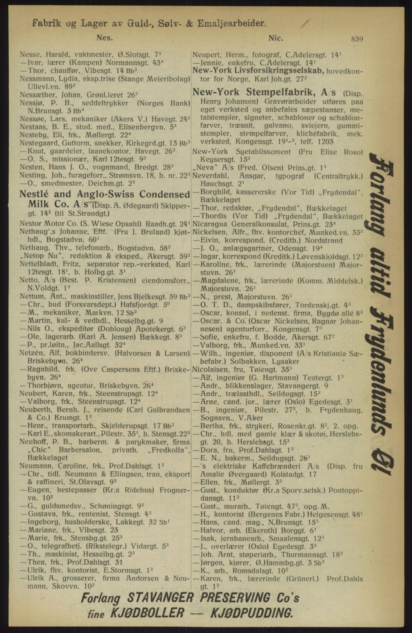 Kristiania/Oslo adressebok, PUBL/-, 1914, p. 839