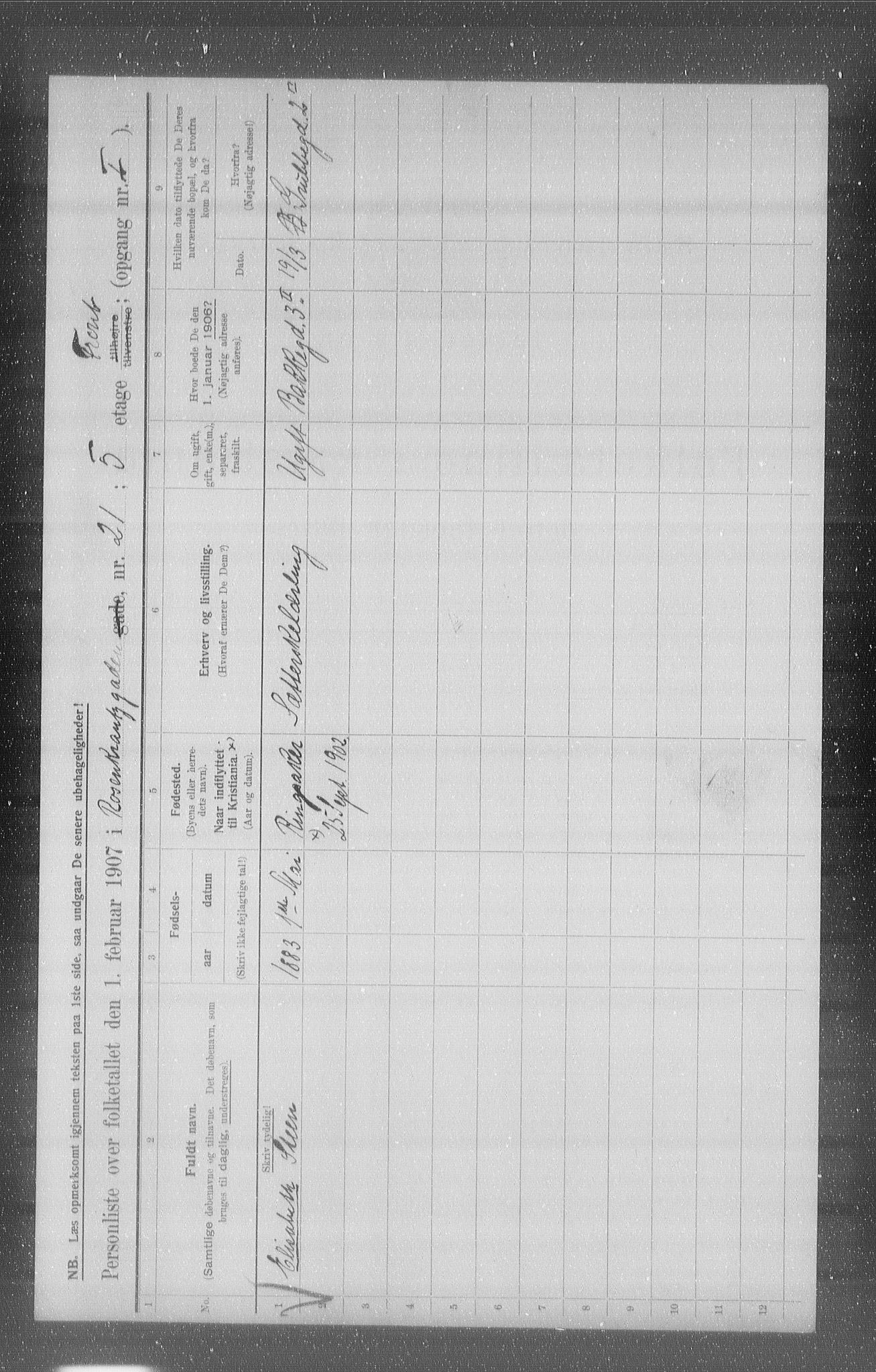 OBA, Municipal Census 1907 for Kristiania, 1907, p. 42912