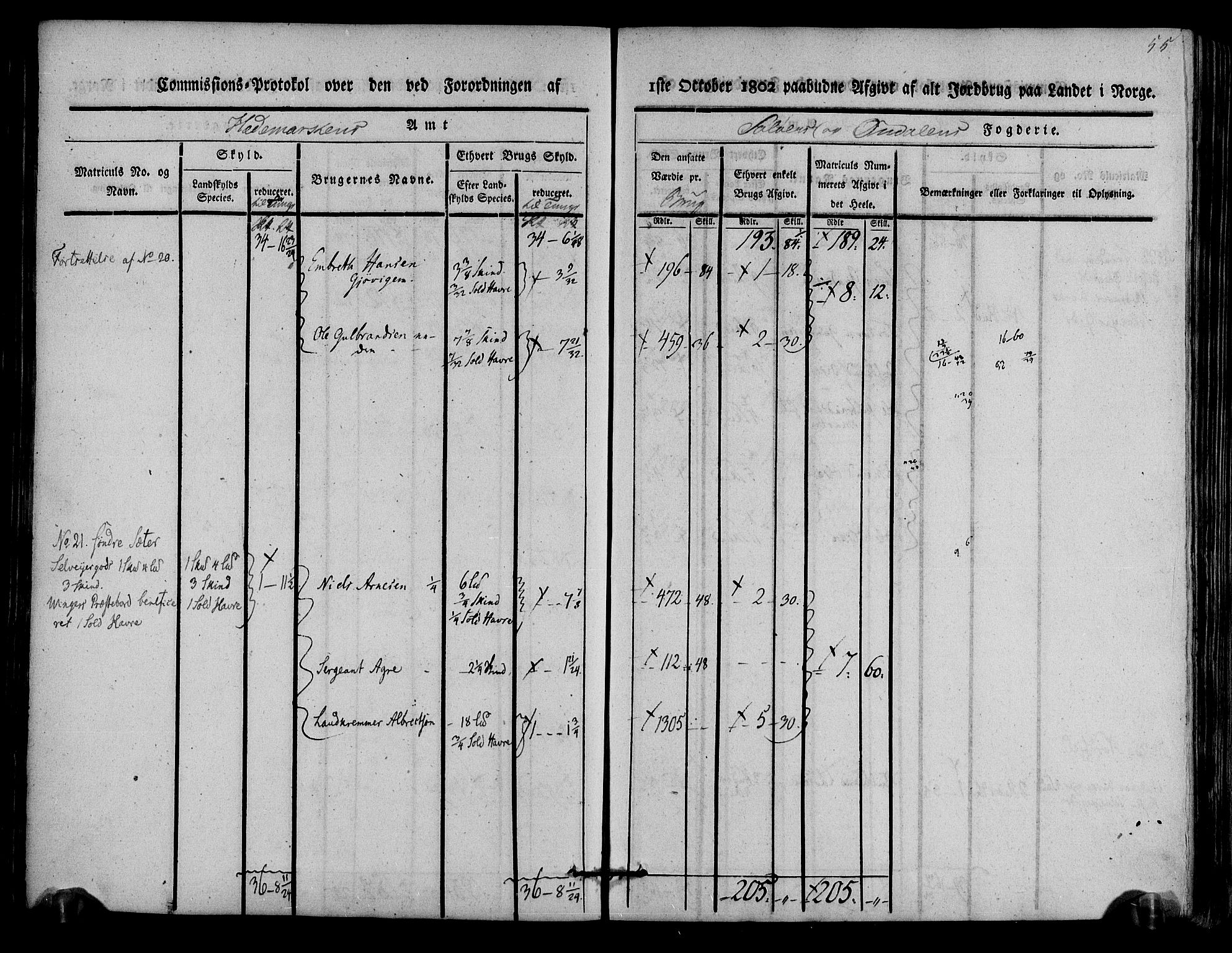 Rentekammeret inntil 1814, Realistisk ordnet avdeling, AV/RA-EA-4070/N/Ne/Nea/L0025: Solør og Odal fogderi. Kommisjonsprotokoll, 1803, p. 58