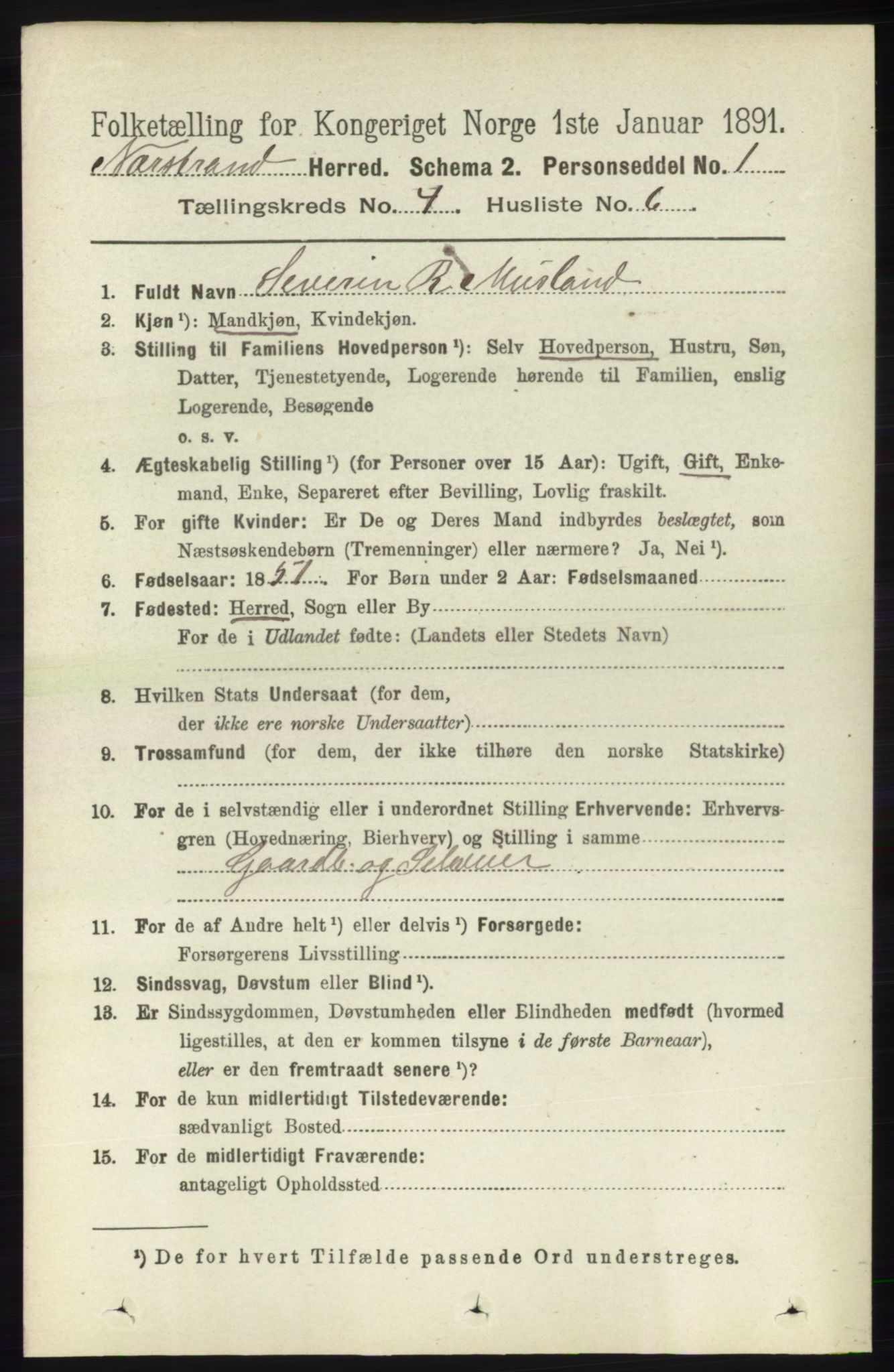 RA, 1891 census for 1139 Nedstrand, 1891, p. 674