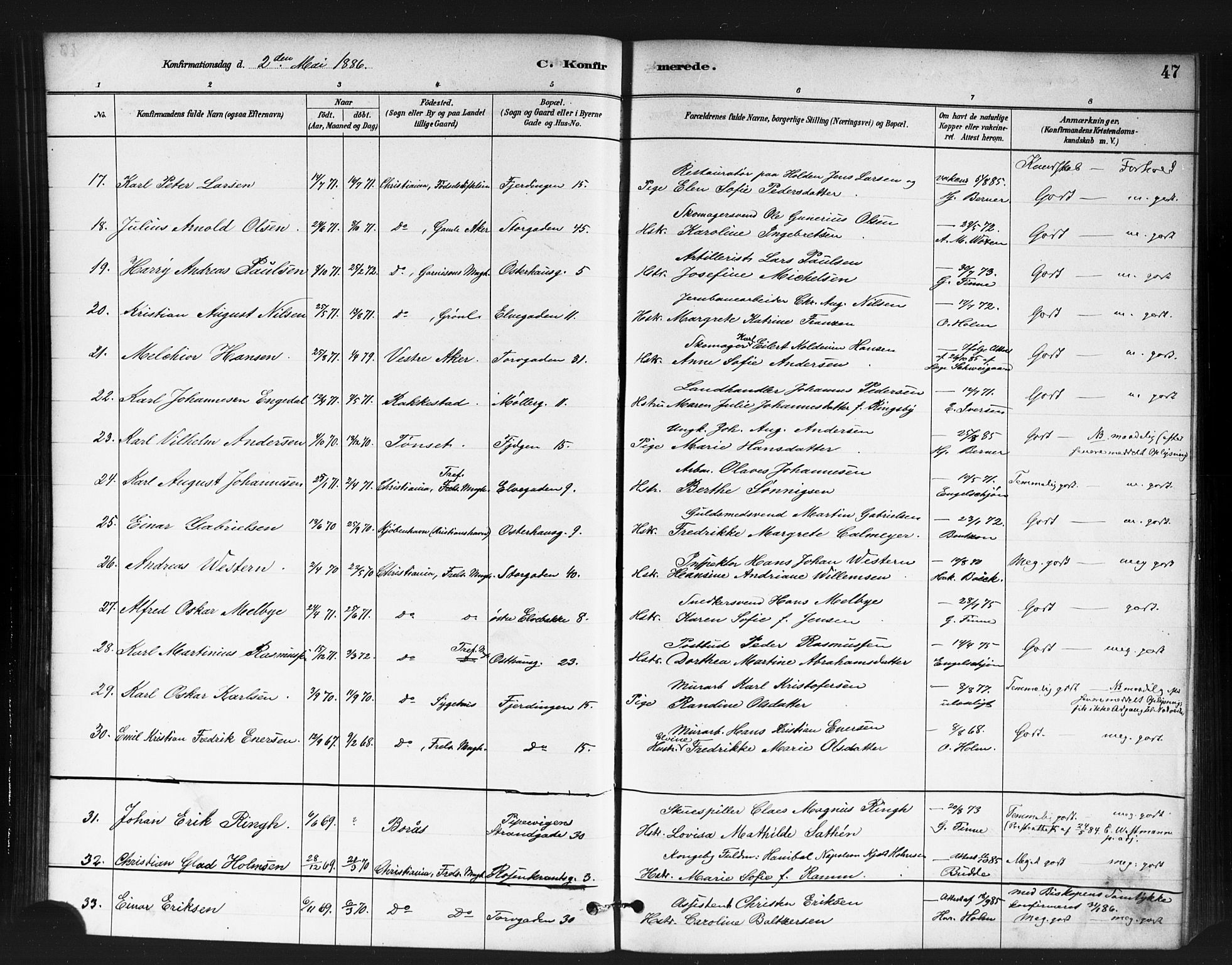 Jakob prestekontor Kirkebøker, SAO/A-10850/F/Fa/L0004: Parish register (official) no. 4, 1880-1894, p. 47