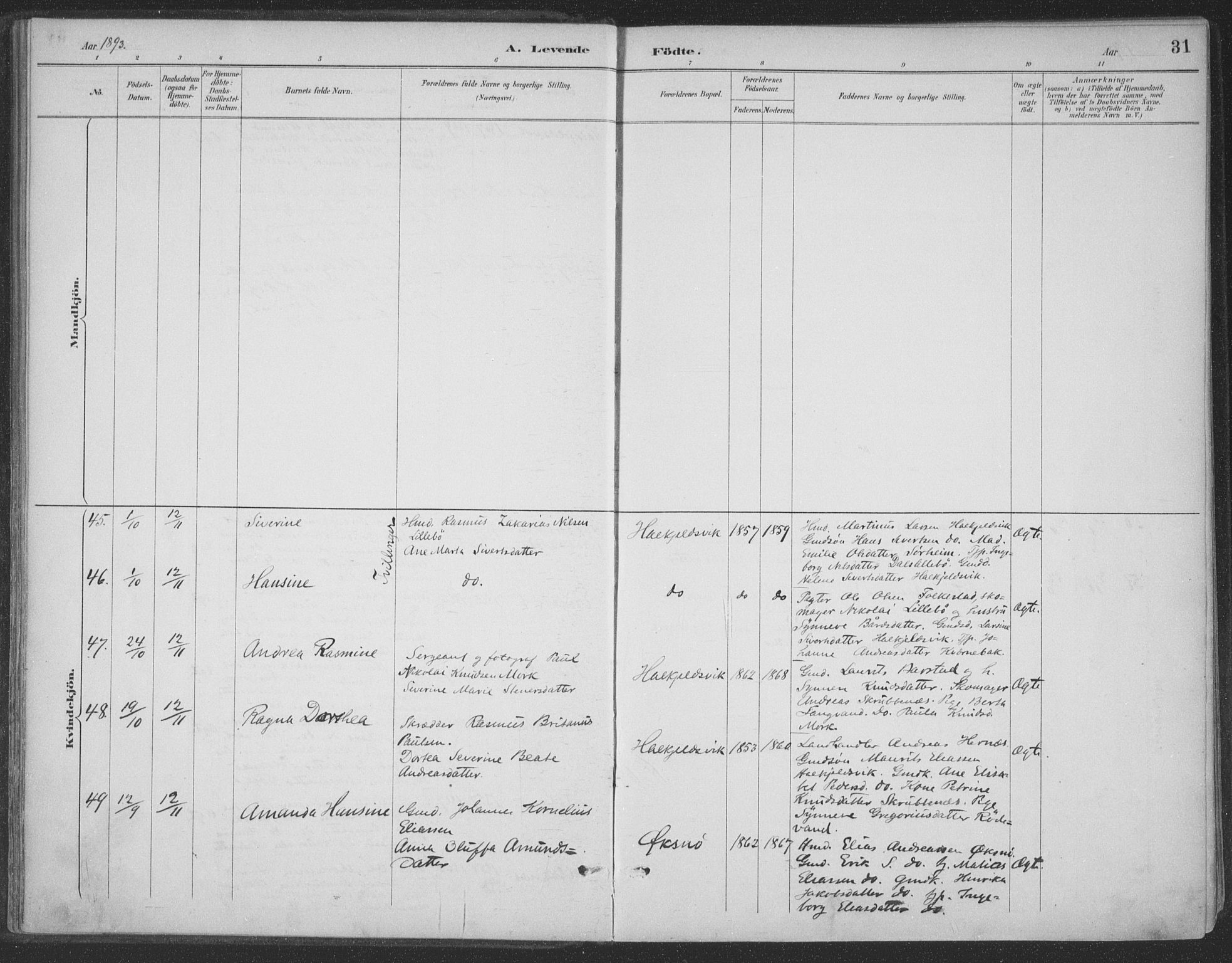 Ministerialprotokoller, klokkerbøker og fødselsregistre - Møre og Romsdal, AV/SAT-A-1454/511/L0142: Parish register (official) no. 511A09, 1891-1905, p. 31