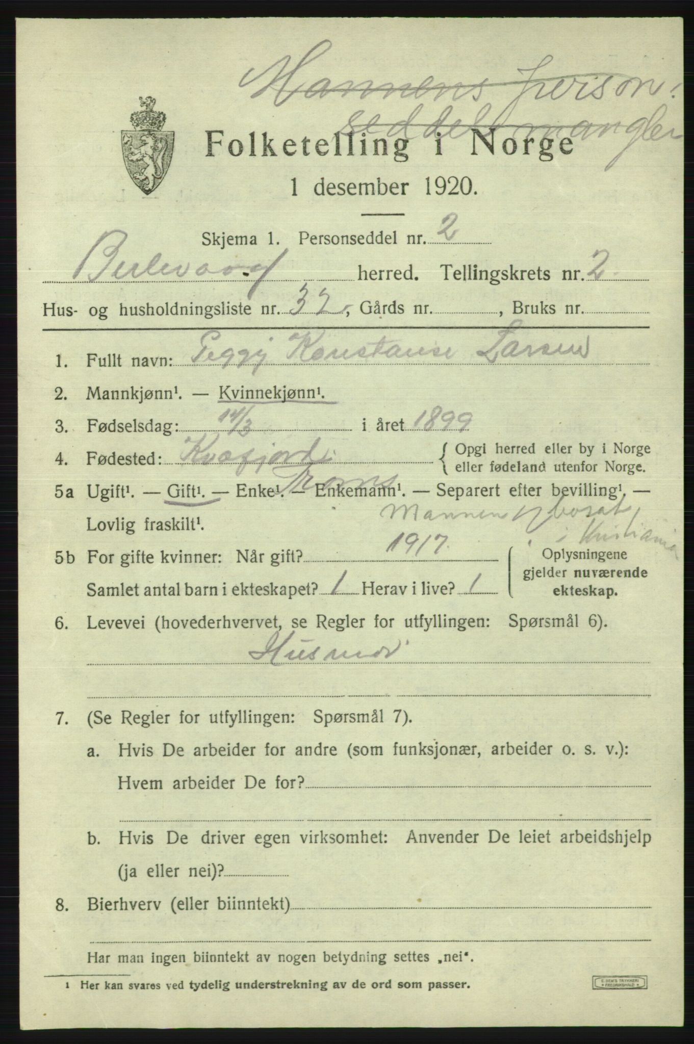 SATØ, 1920 census for Berlevåg, 1920, p. 979