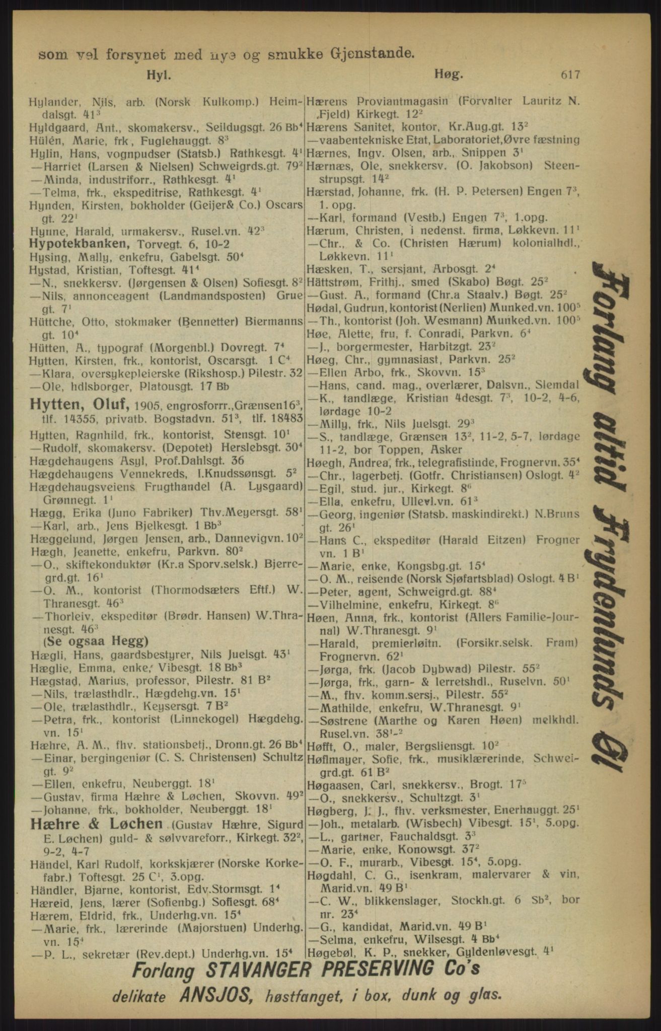 Kristiania/Oslo adressebok, PUBL/-, 1915, p. 617