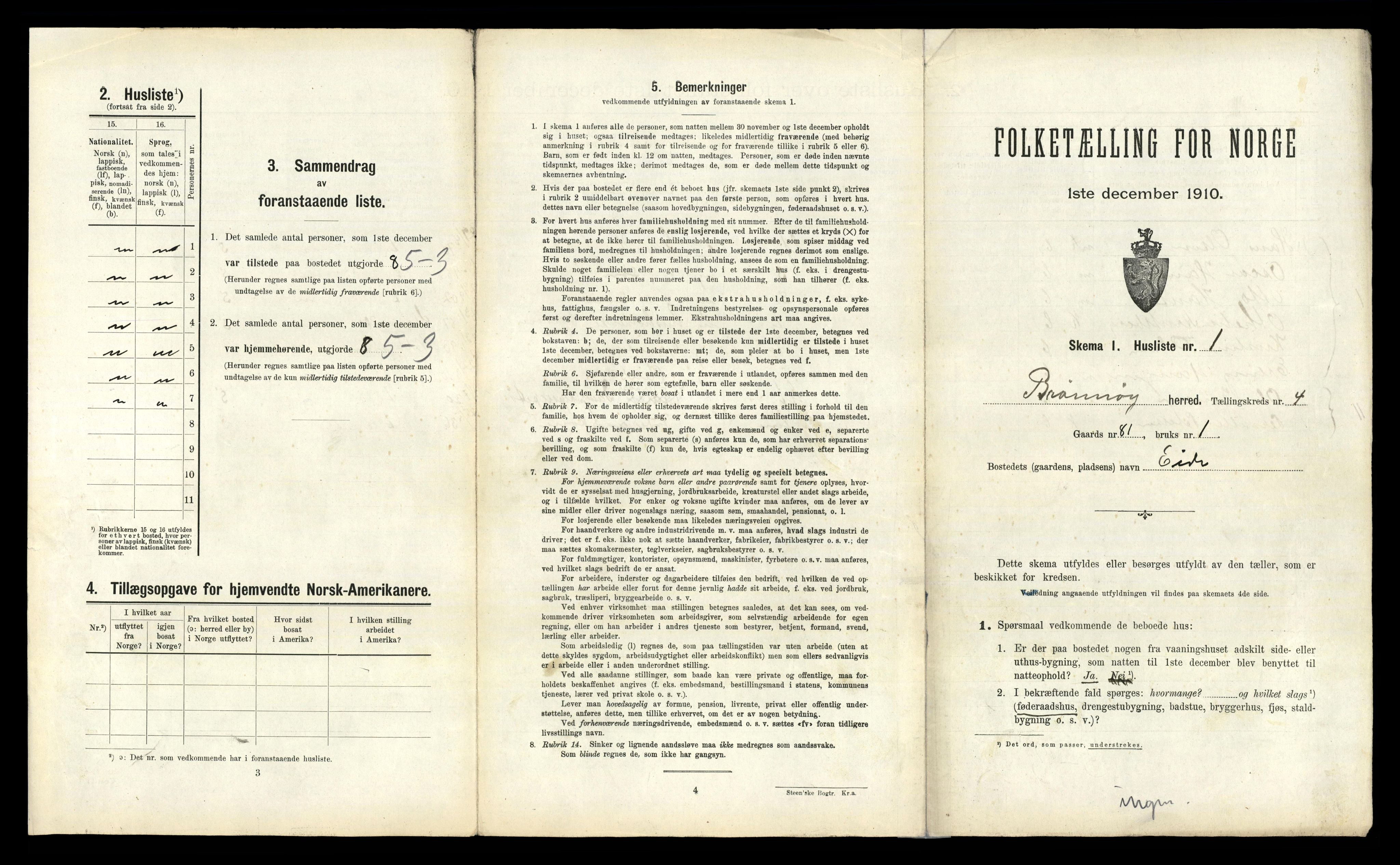 RA, 1910 census for Brønnøy, 1910, p. 321