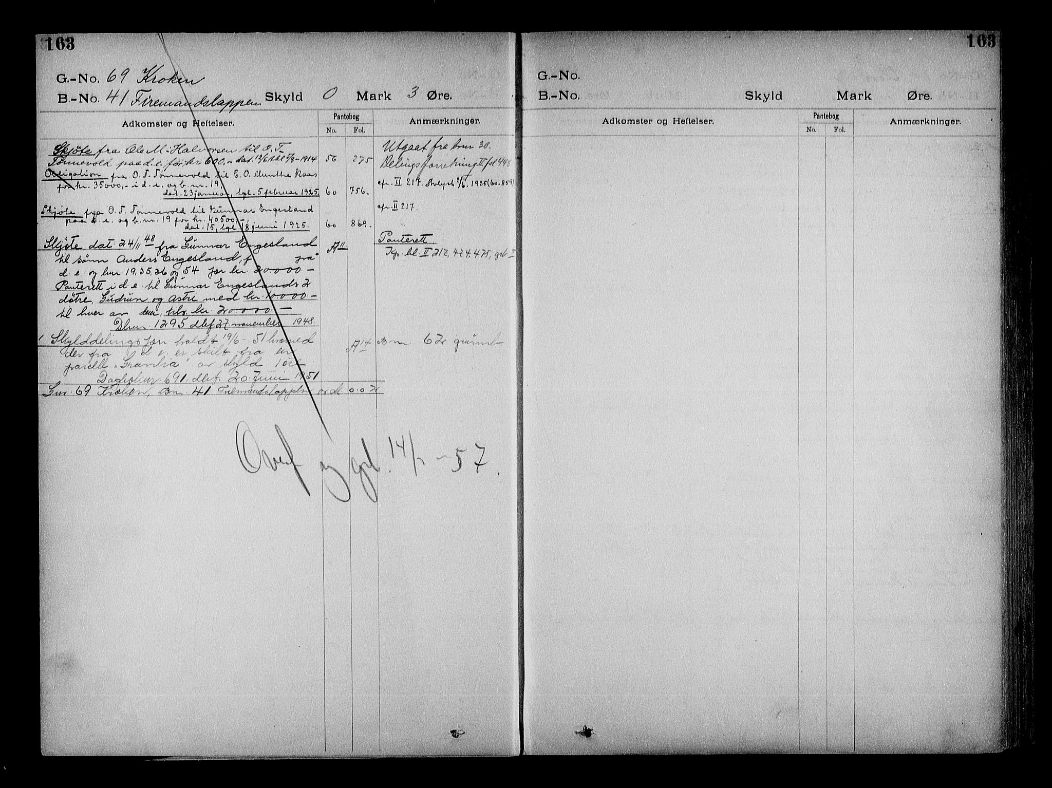 Vestre Nedenes/Sand sorenskriveri, SAK/1221-0010/G/Ga/L0022: Mortgage register no. 15, 1899-1957, p. 163