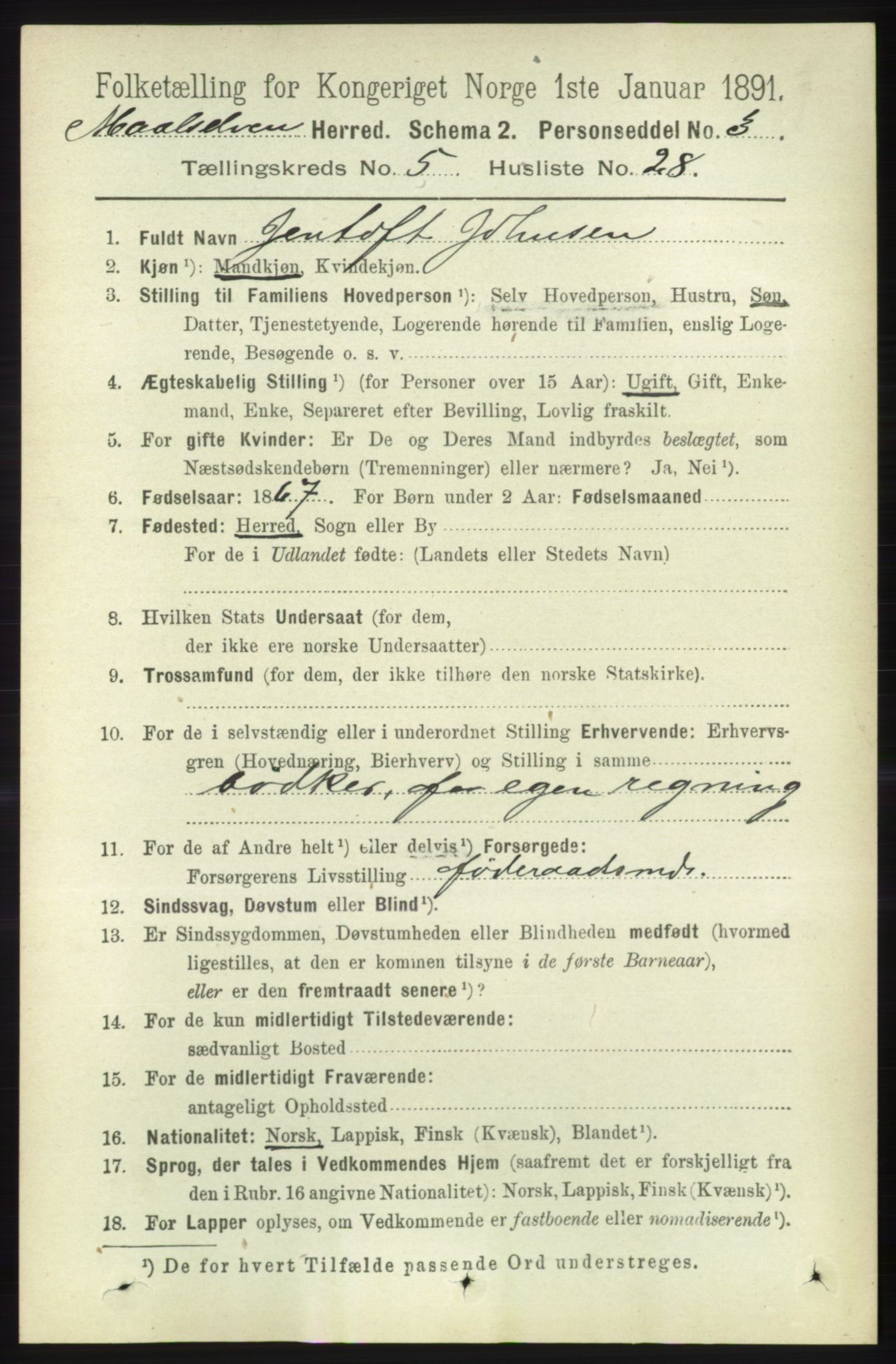 RA, 1891 census for 1924 Målselv, 1891, p. 1808