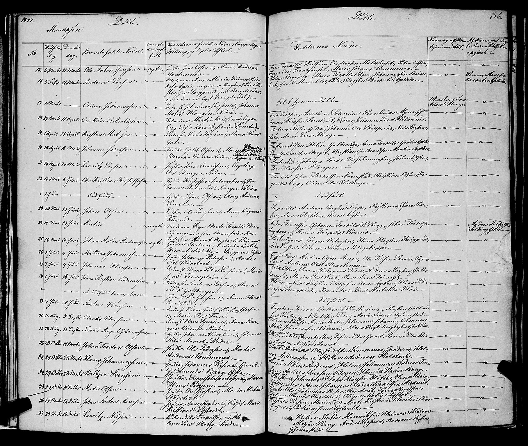 Skiptvet prestekontor Kirkebøker, AV/SAO-A-20009/F/Fa/L0006: Parish register (official) no. 6, 1839-1860, p. 36