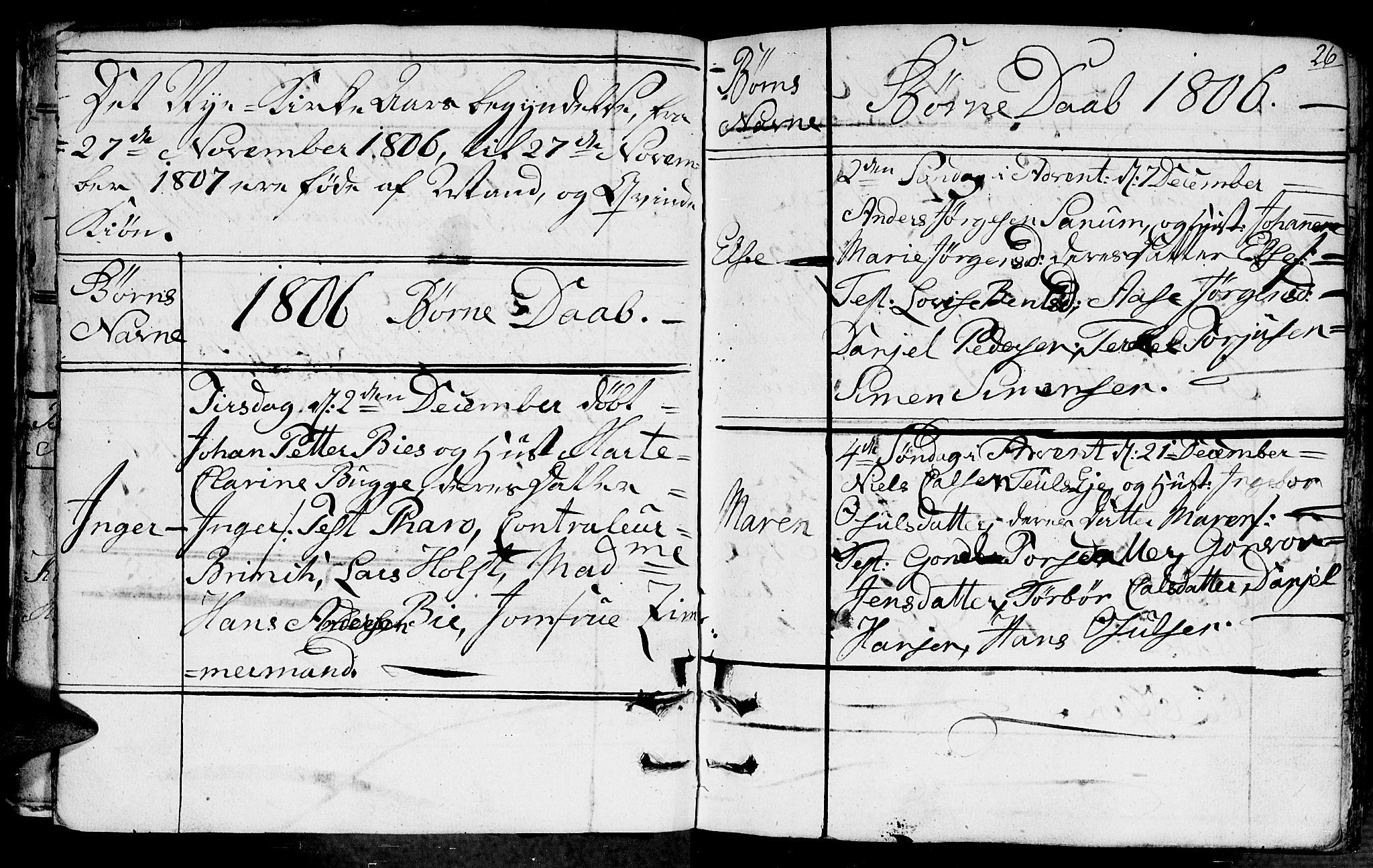 Fjære sokneprestkontor, AV/SAK-1111-0011/F/Fb/L0006: Parish register (copy) no. B 6, 1803-1817, p. 26