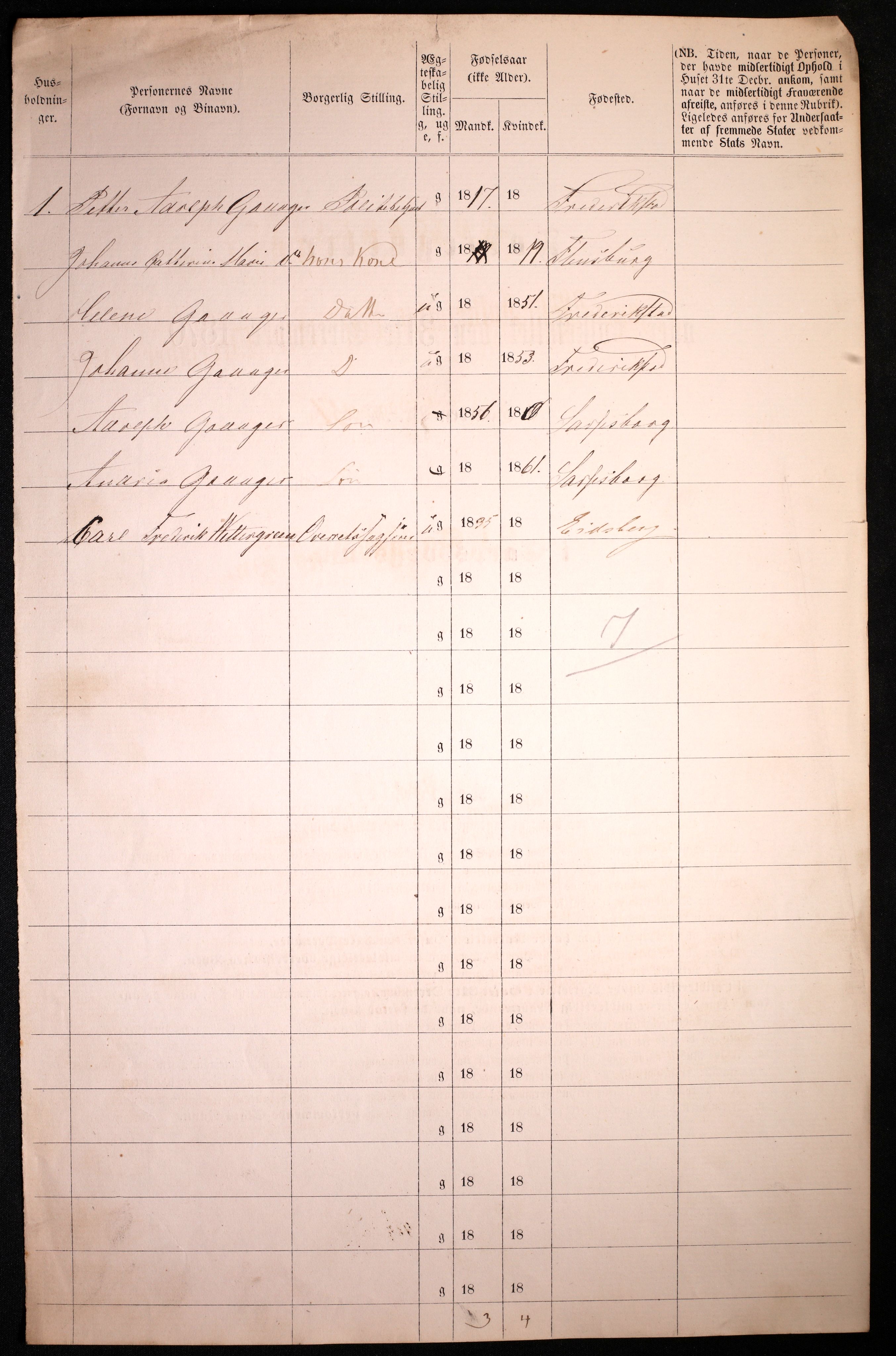 RA, 1870 census for 0102 Sarpsborg, 1870, p. 114