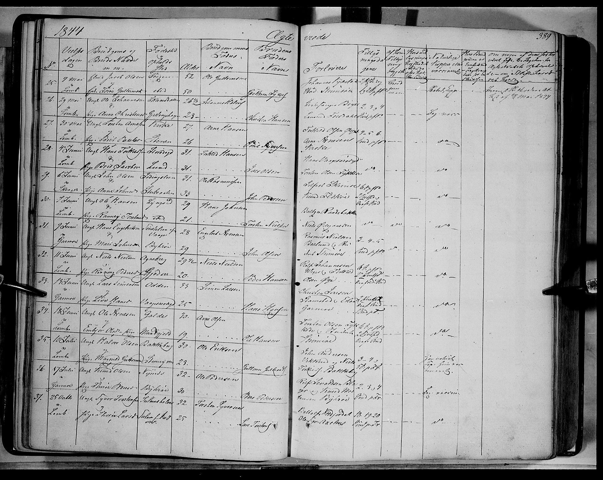 Lom prestekontor, SAH/PREST-070/K/L0006: Parish register (official) no. 6B, 1837-1863, p. 389