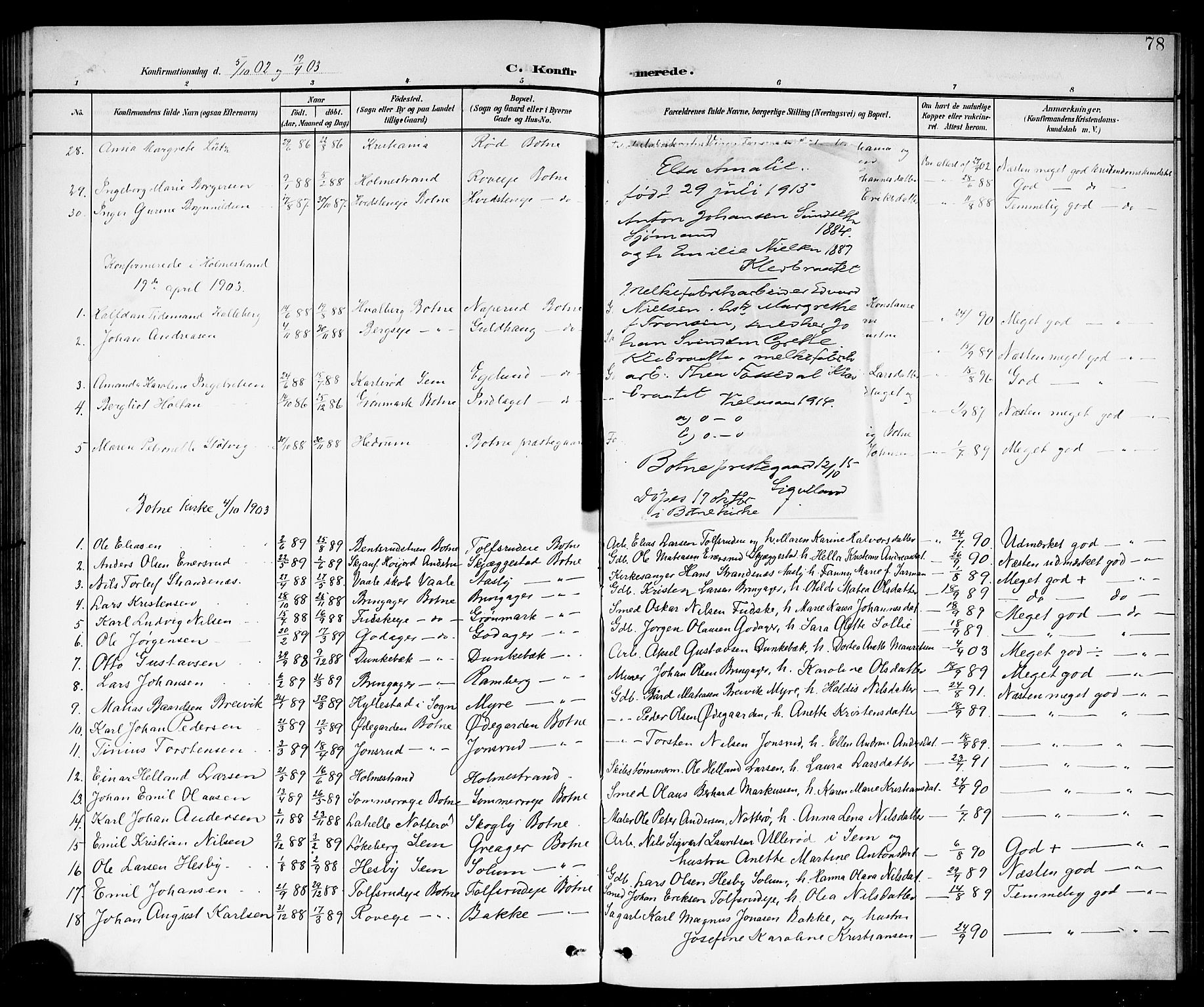 Botne kirkebøker, AV/SAKO-A-340/G/Ga/L0004: Parish register (copy) no. I 4, 1899-1915, p. 78