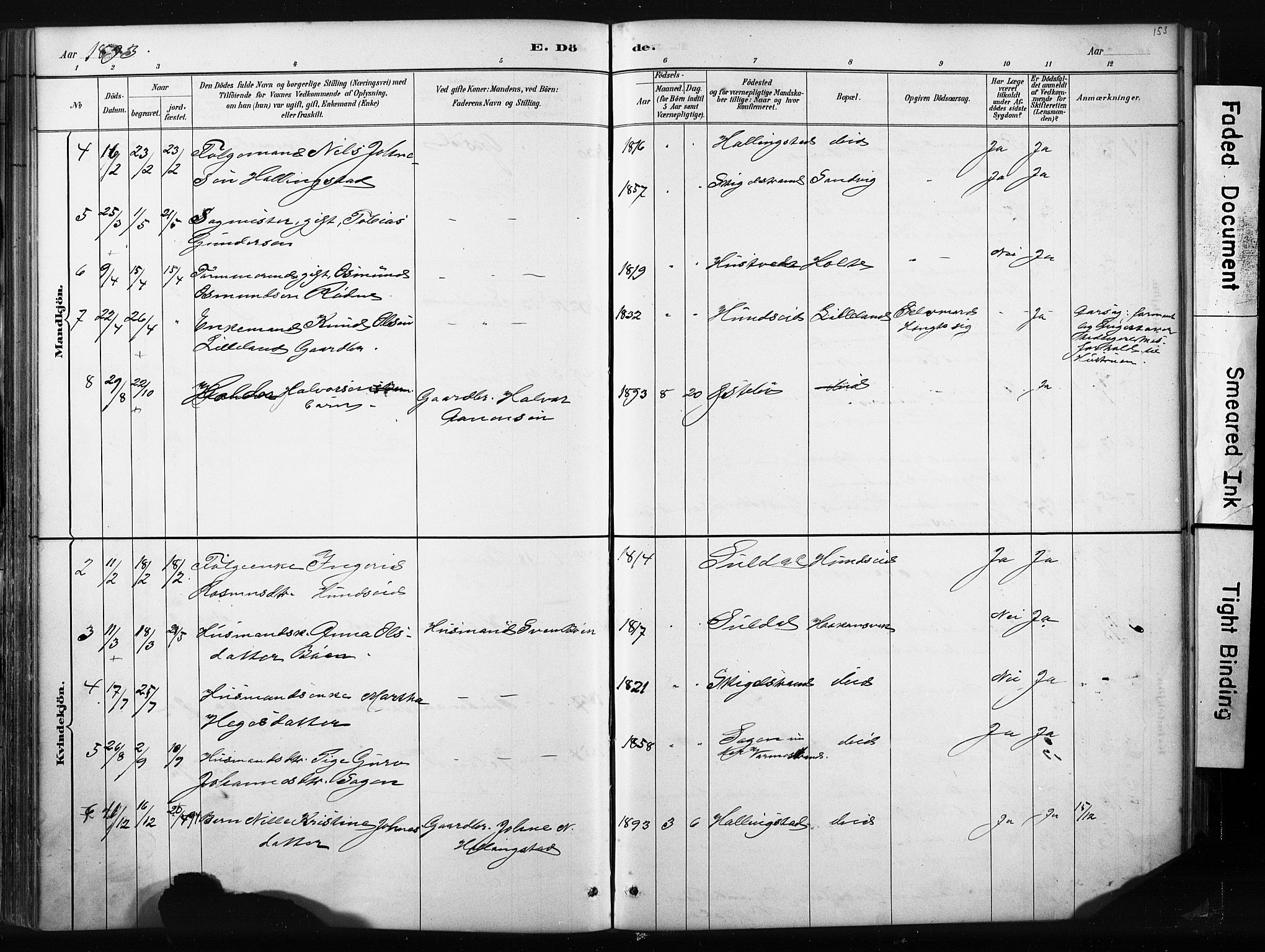 Vikedal sokneprestkontor, AV/SAST-A-101840/01/IV: Parish register (official) no. A 10, 1884-1907, p. 153