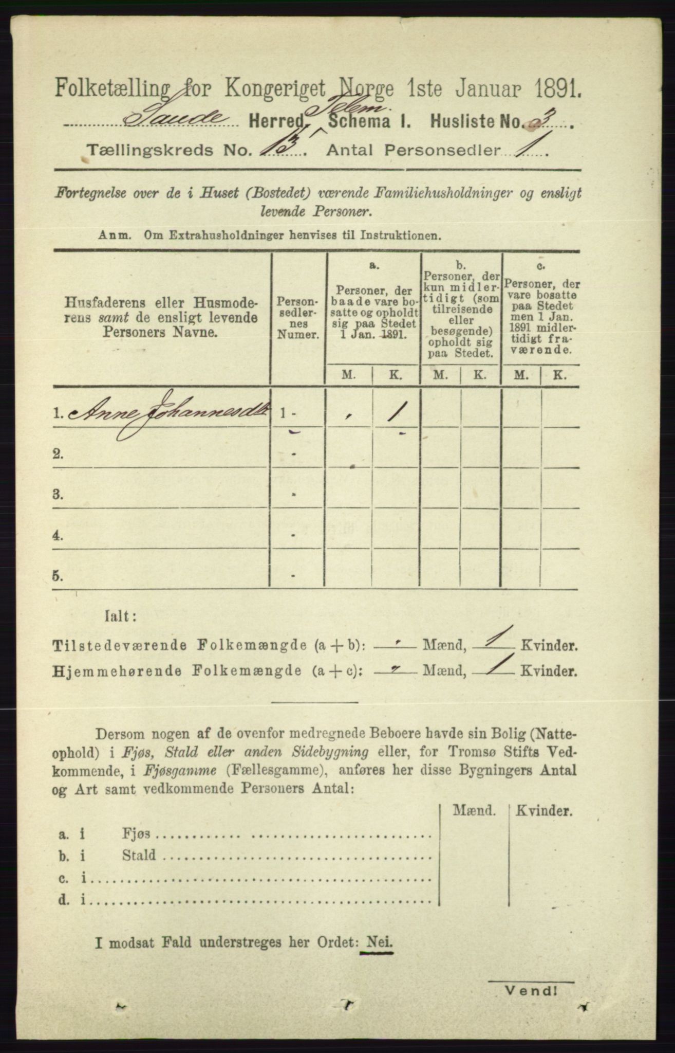 RA, 1891 census for 0822 Sauherad, 1891, p. 3894