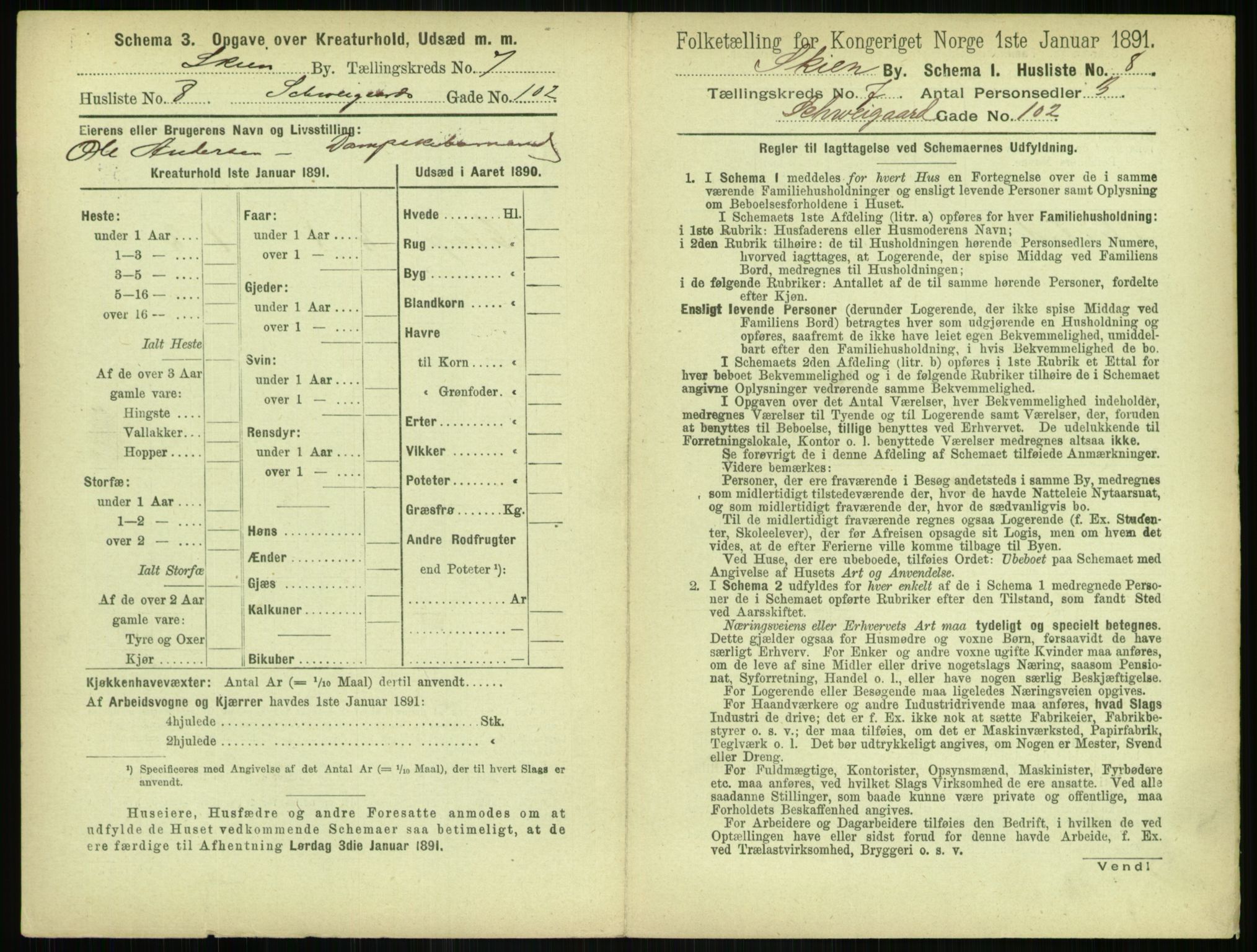 RA, 1891 census for 0806 Skien, 1891, p. 322