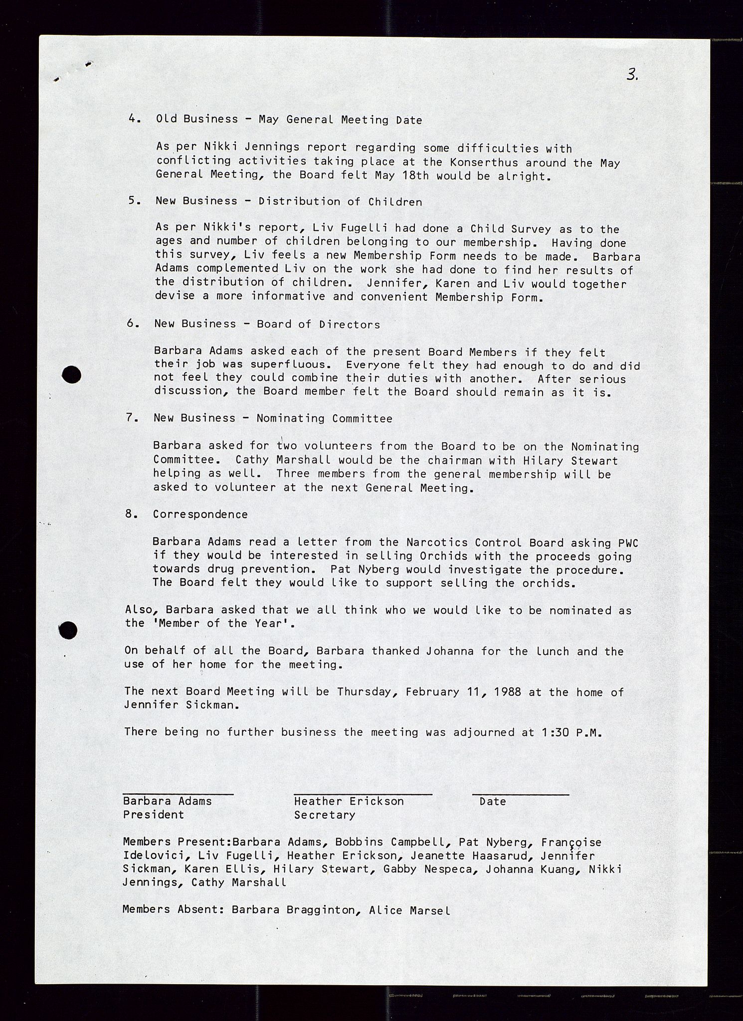 PA 1547 - Petroleum Wives Club, AV/SAST-A-101974/A/Aa/L0002: Board and General Meeting, 1986-1994