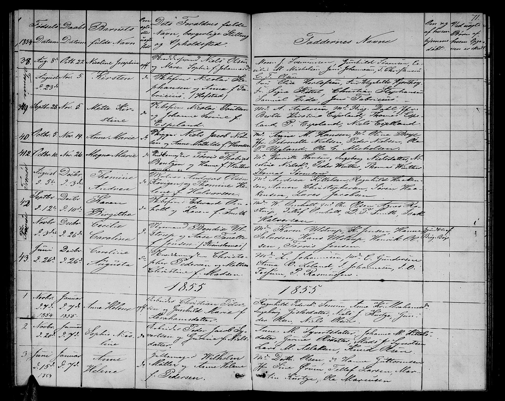 Arendal sokneprestkontor, Trefoldighet, SAK/1111-0040/F/Fb/L0003: Parish register (copy) no. B 3, 1851-1860, p. 71