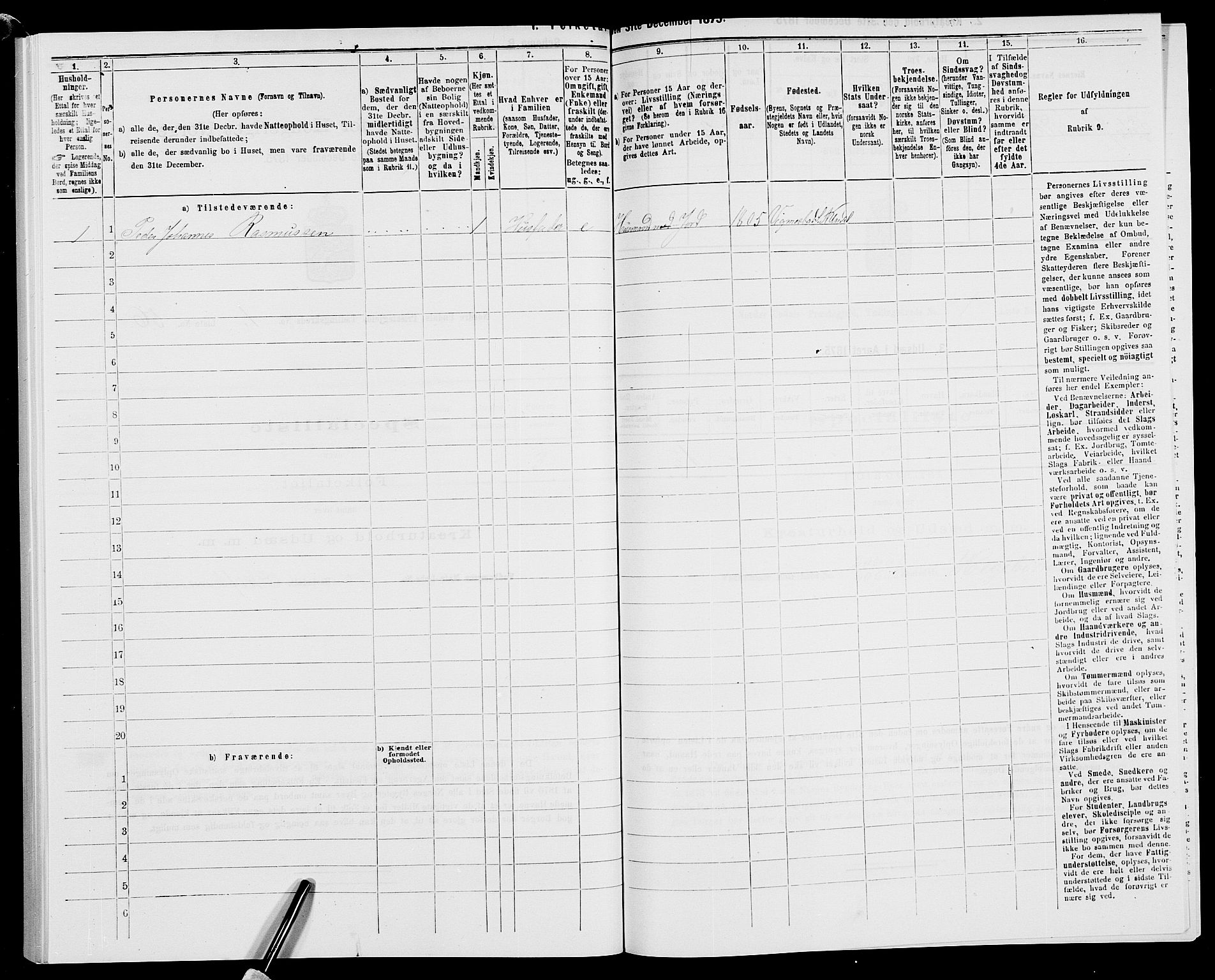 SAK, 1875 census for 1028P Nord-Audnedal, 1875, p. 157