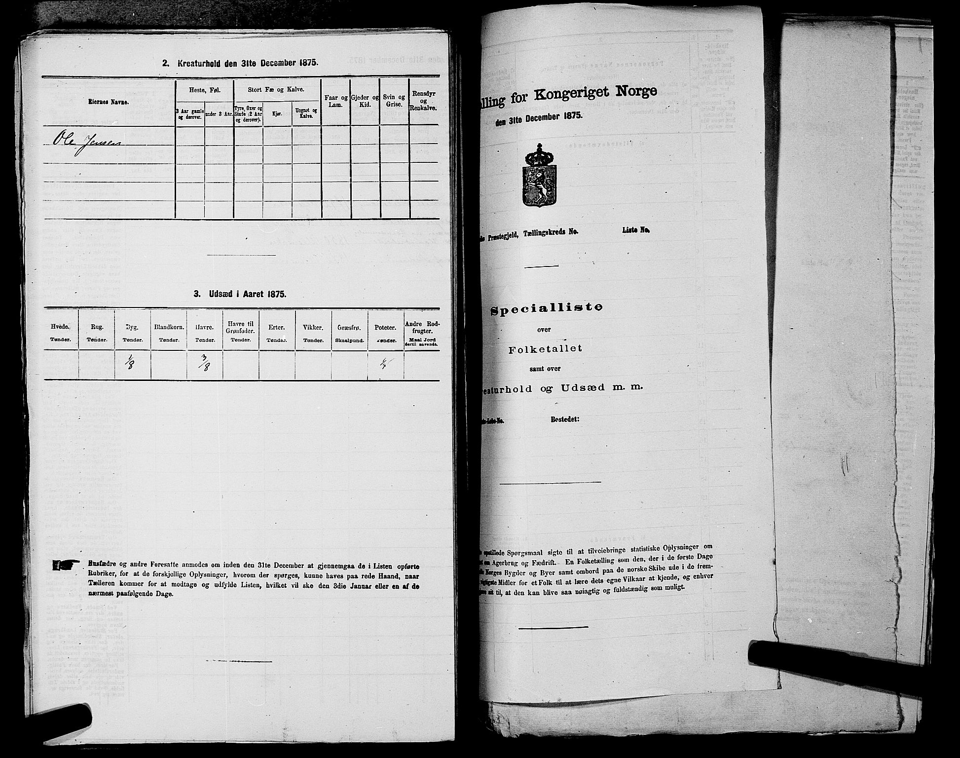 RA, 1875 census for 0235P Ullensaker, 1875, p. 1239