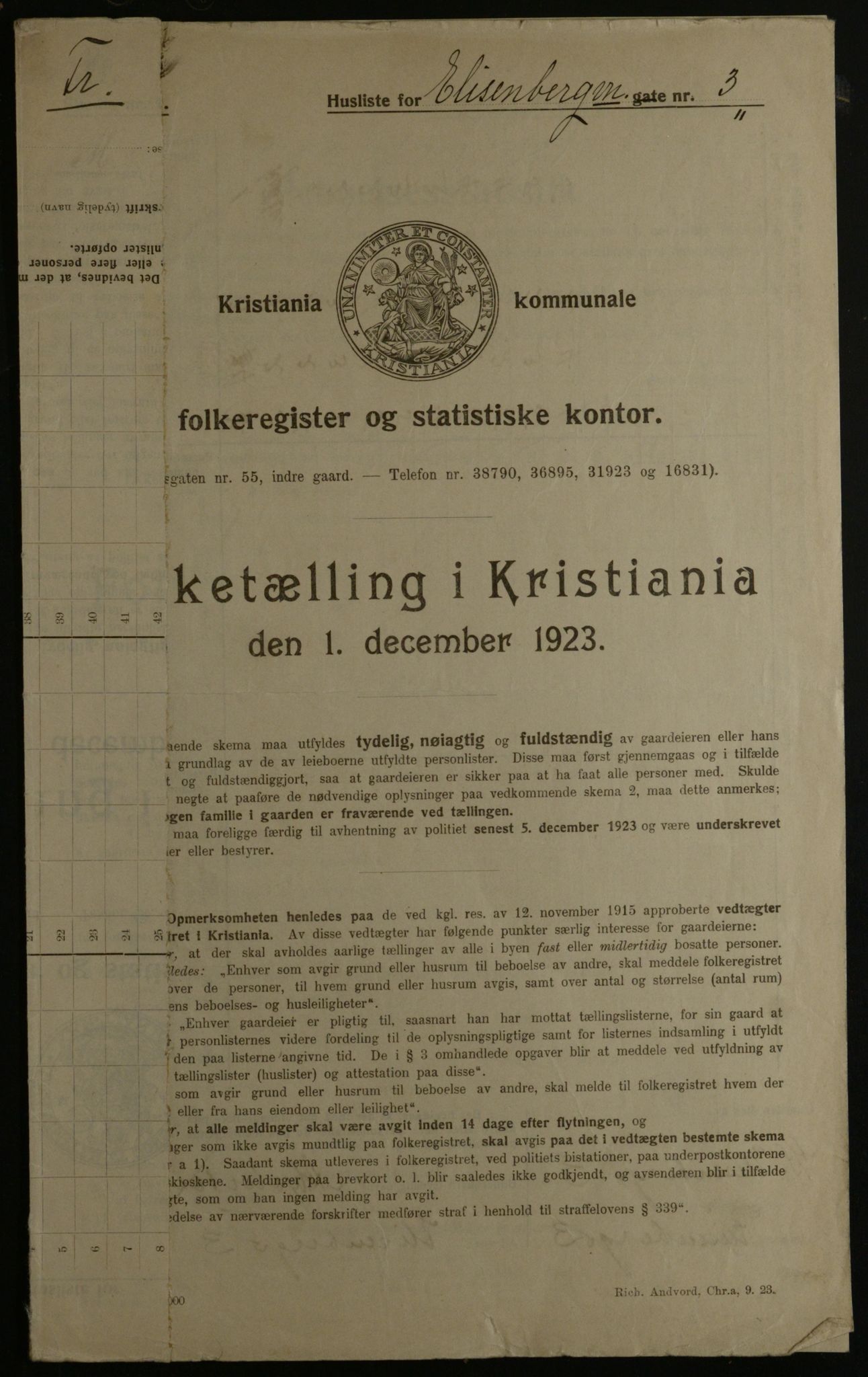 OBA, Municipal Census 1923 for Kristiania, 1923, p. 22765