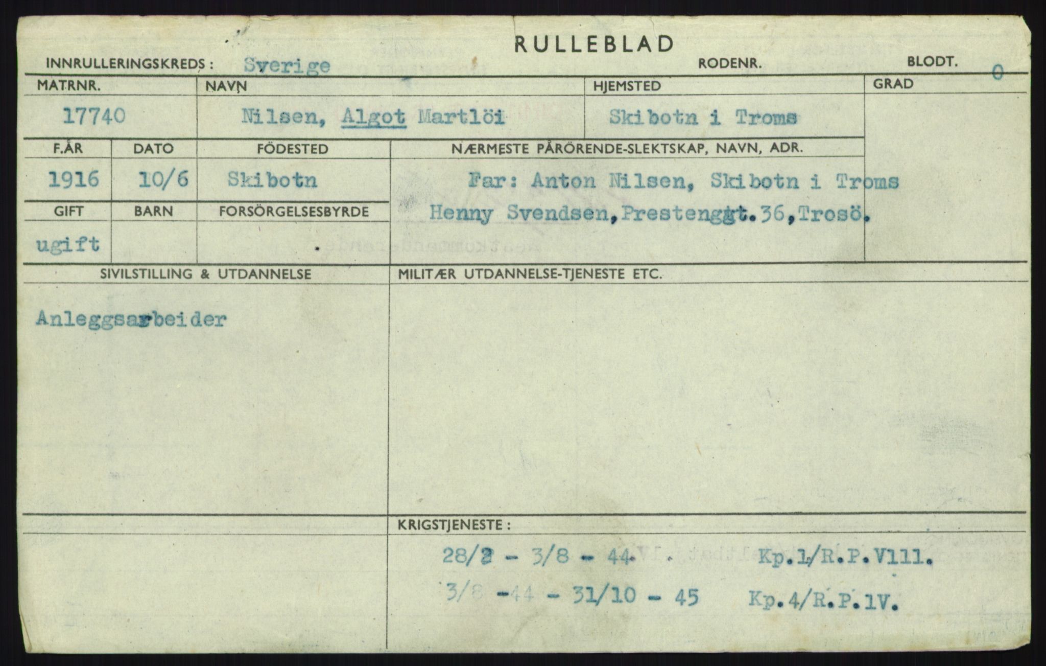 Forsvaret, Troms infanteriregiment nr. 16, AV/RA-RAFA-3146/P/Pa/L0021: Rulleblad for regimentets menige mannskaper, årsklasse 1937, 1937, p. 821