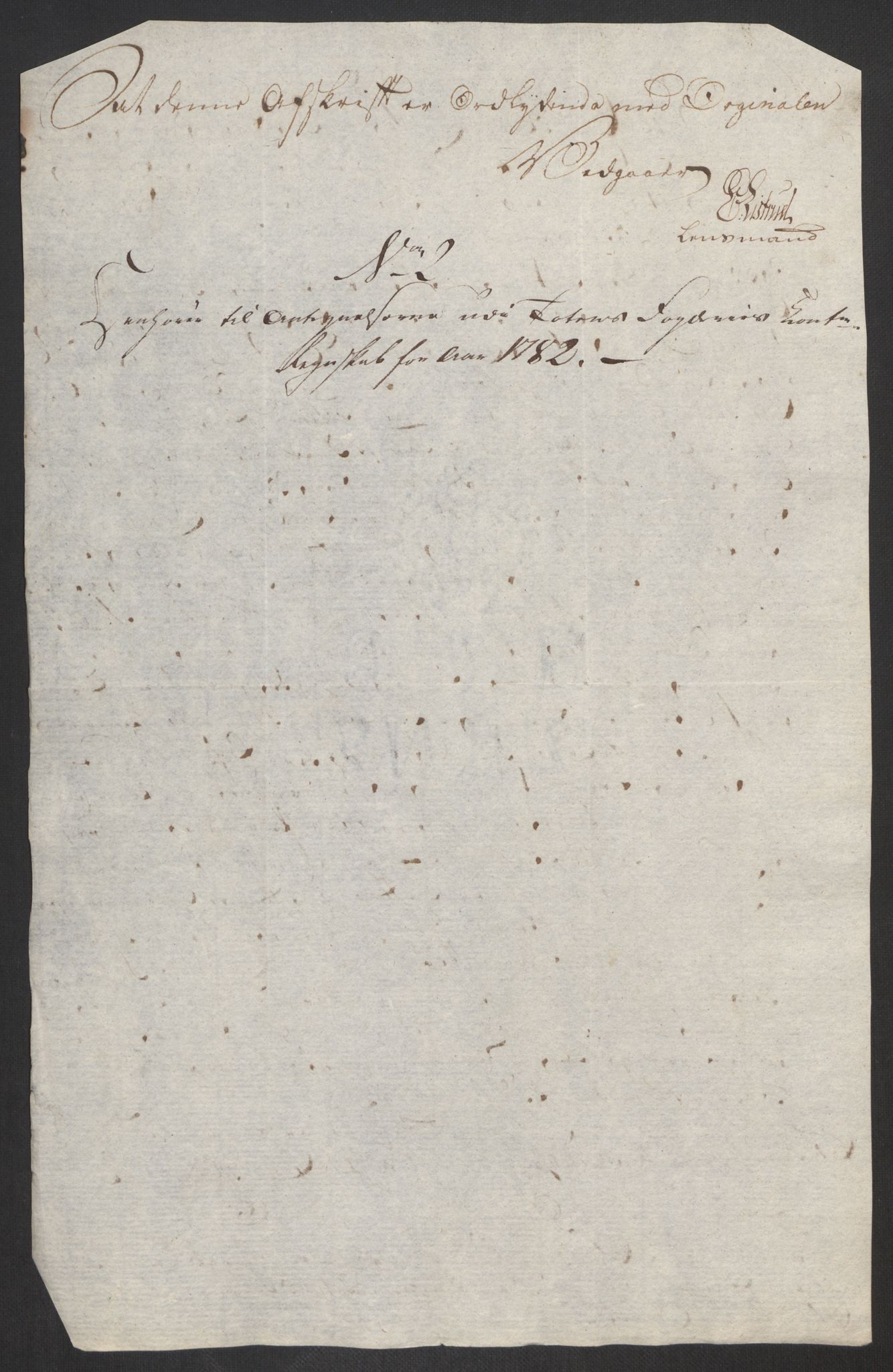 Rentekammeret inntil 1814, Reviderte regnskaper, Fogderegnskap, AV/RA-EA-4092/R19/L1369: Fogderegnskap Toten, Hadeland og Vardal, 1782, p. 427