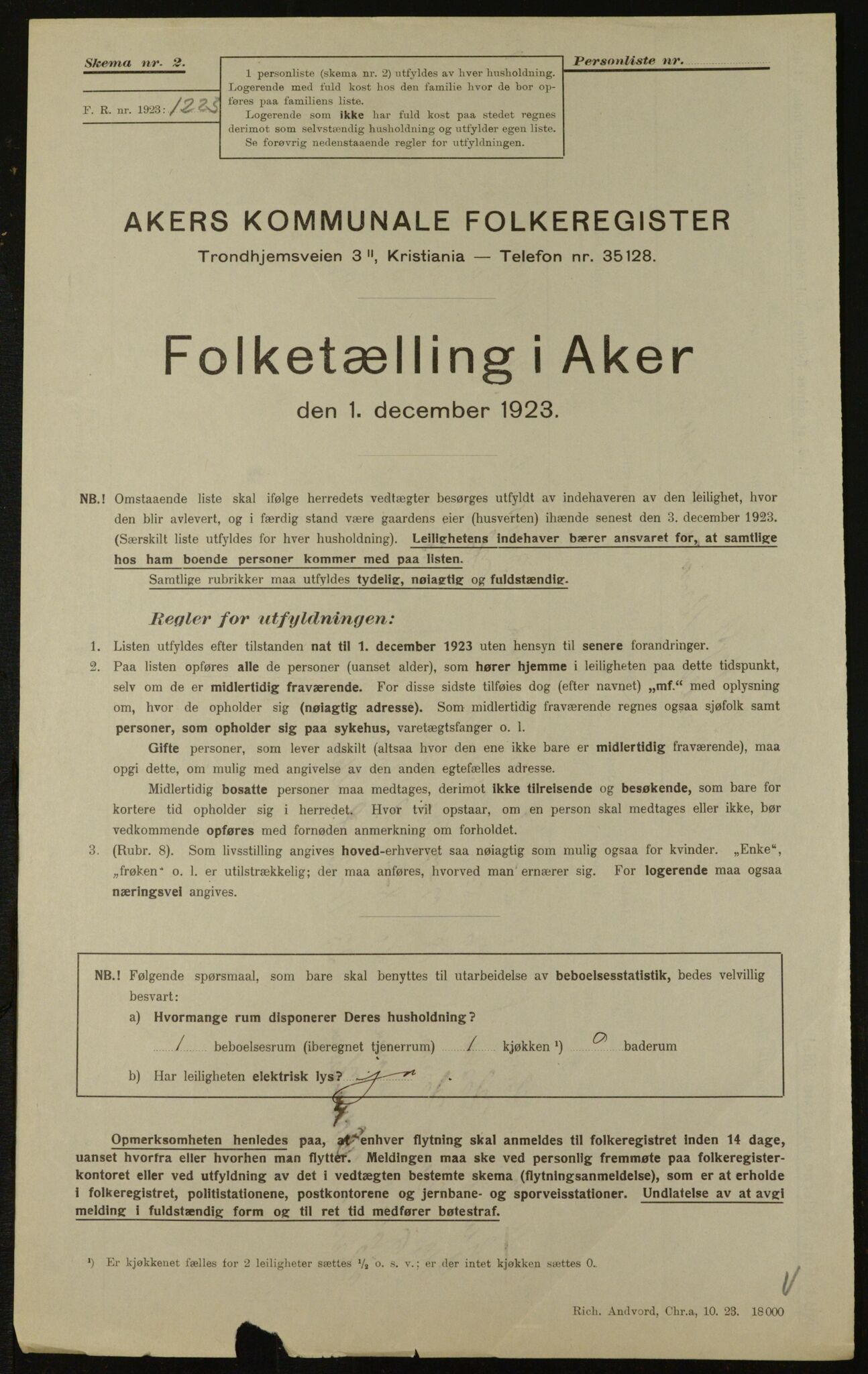 , Municipal Census 1923 for Aker, 1923, p. 30155