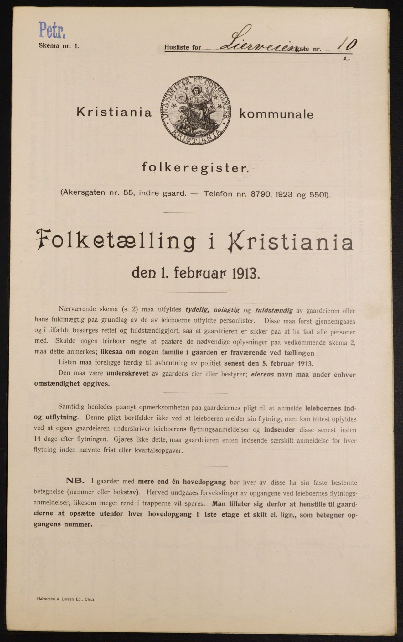 OBA, Municipal Census 1913 for Kristiania, 1913, p. 57278