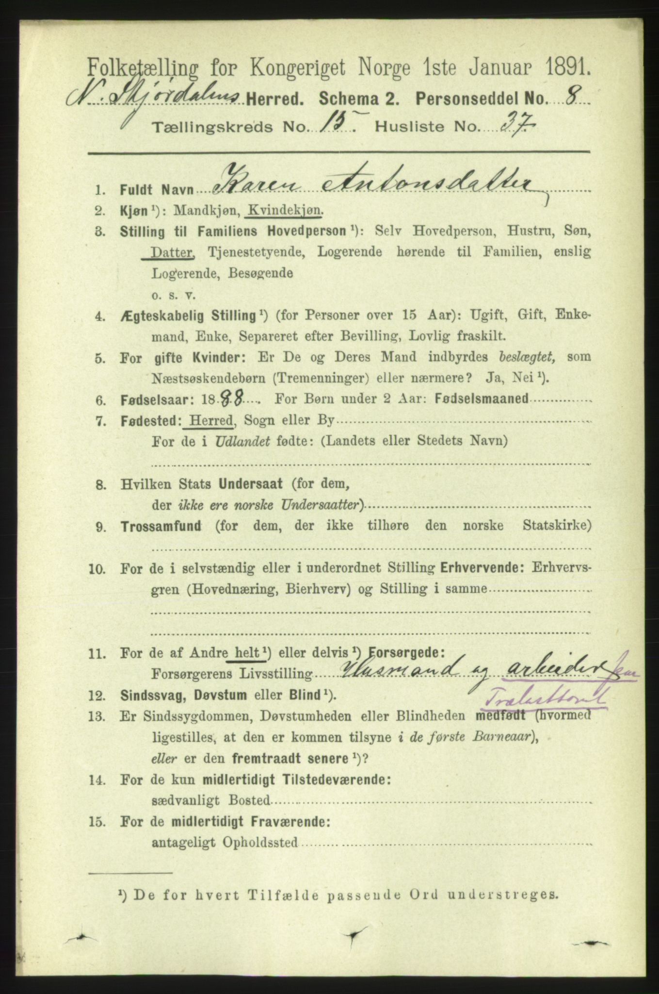 RA, 1891 census for 1714 Nedre Stjørdal, 1891, p. 7276