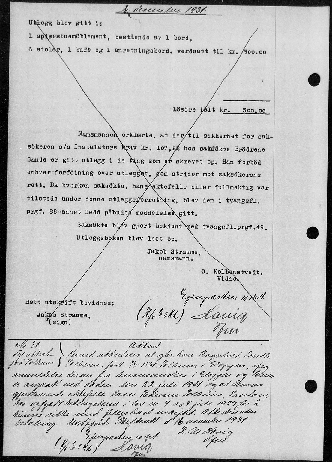 Nordfjord sorenskriveri, AV/SAB-A-2801/02/02b/02ba/L0074: Mortgage book no. II.B.a.74, 1931-1932, Deed date: 02.12.1931