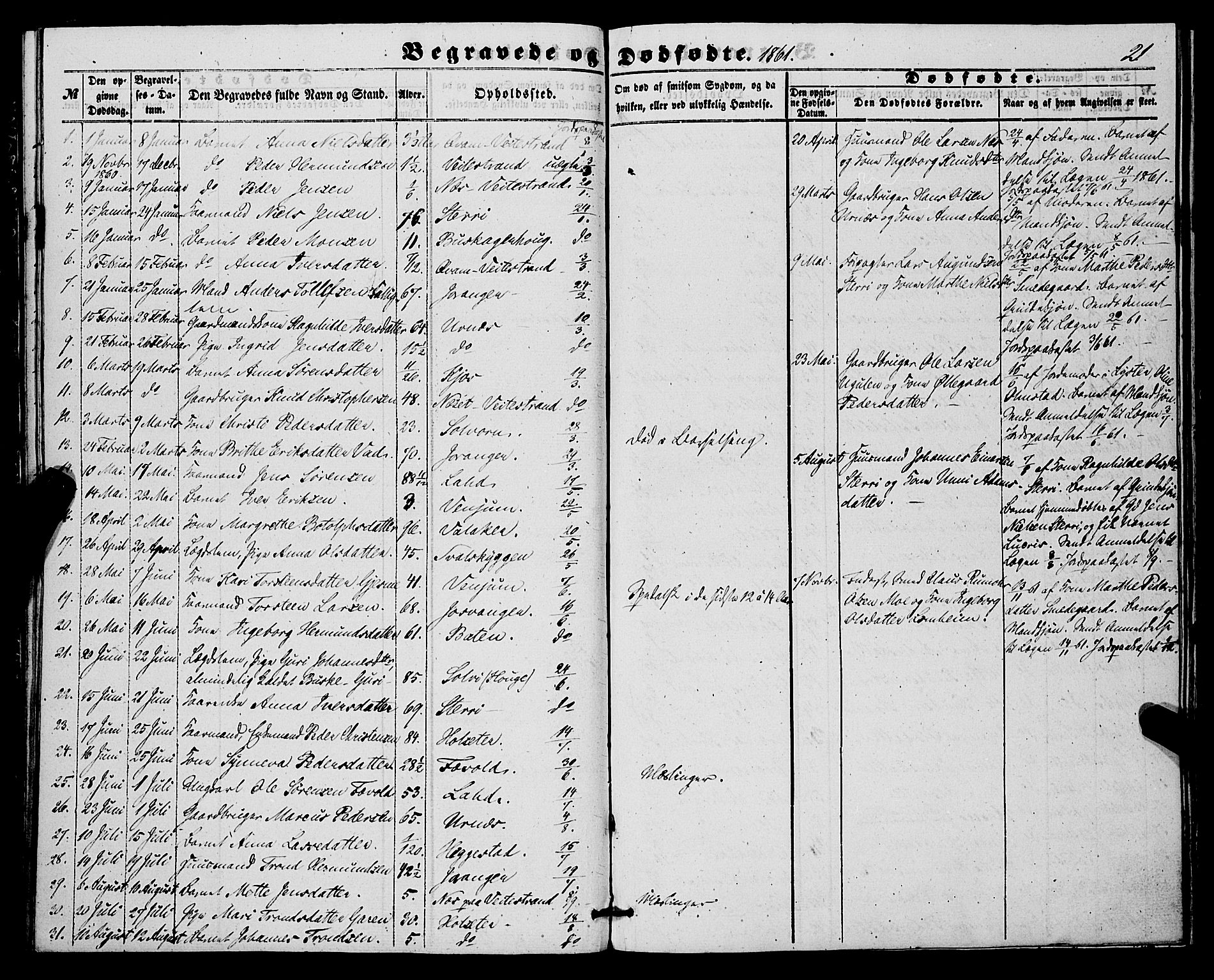 Hafslo sokneprestembete, AV/SAB-A-80301/H/Haa/Haaa/L0010: Parish register (official) no. A 10, 1853-1876, p. 21