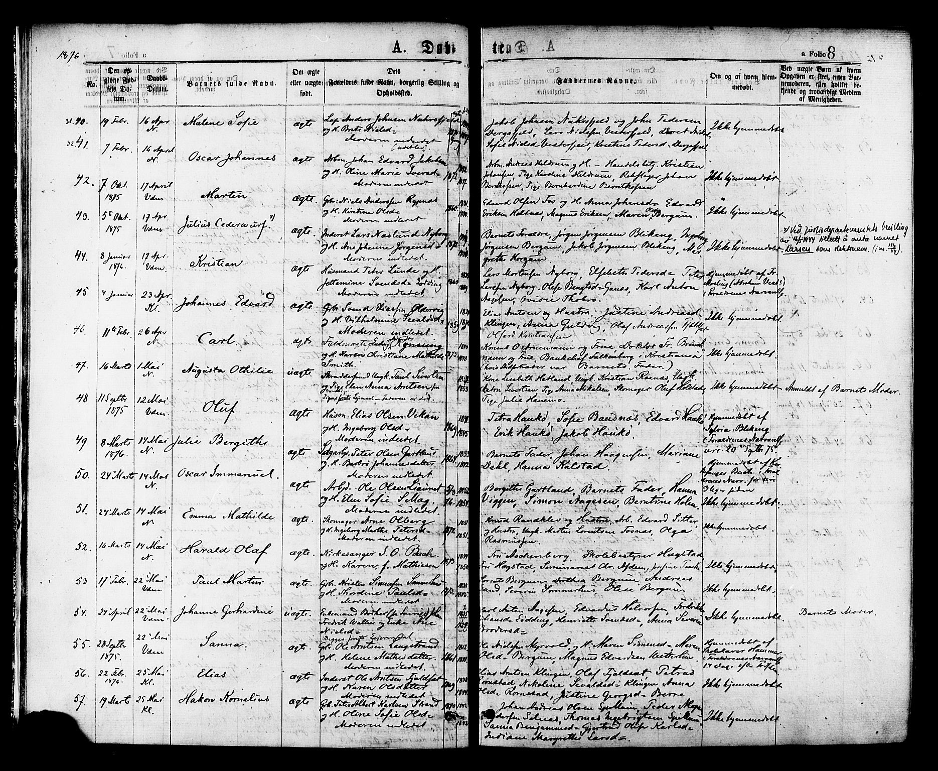 Ministerialprotokoller, klokkerbøker og fødselsregistre - Nord-Trøndelag, SAT/A-1458/768/L0572: Parish register (official) no. 768A07, 1874-1886, p. 8
