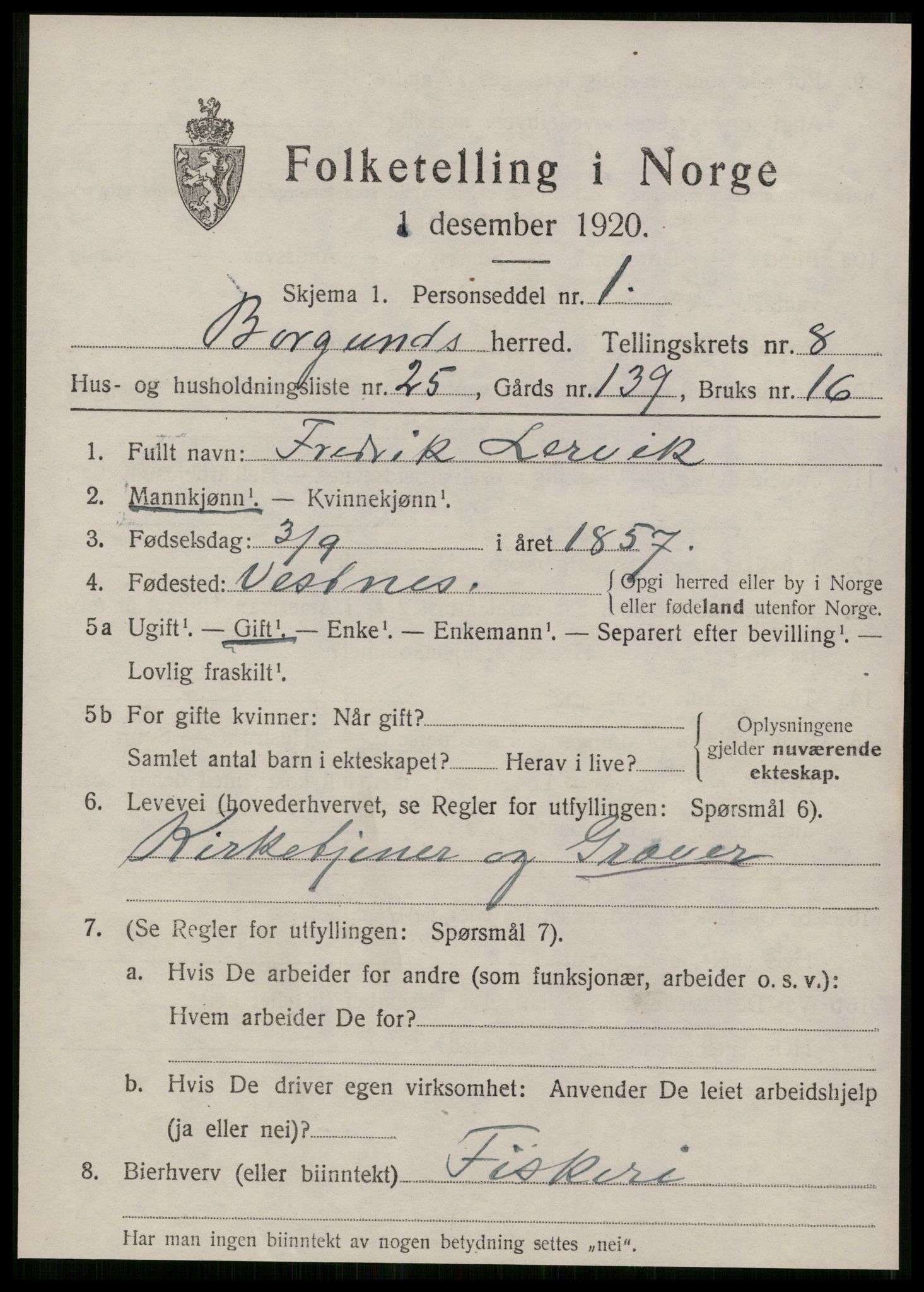 SAT, 1920 census for Borgund, 1920, p. 7802