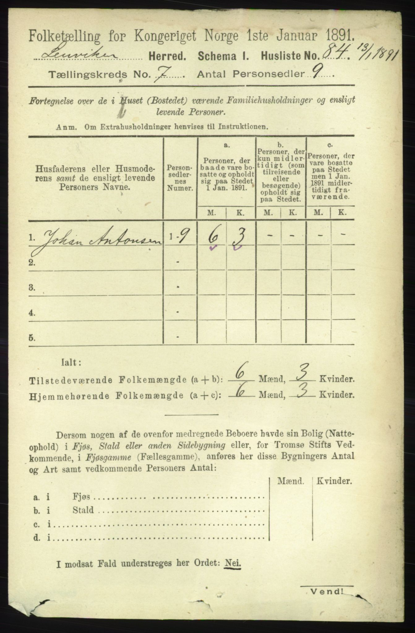 RA, 1891 census for 1931 Lenvik, 1891, p. 3781