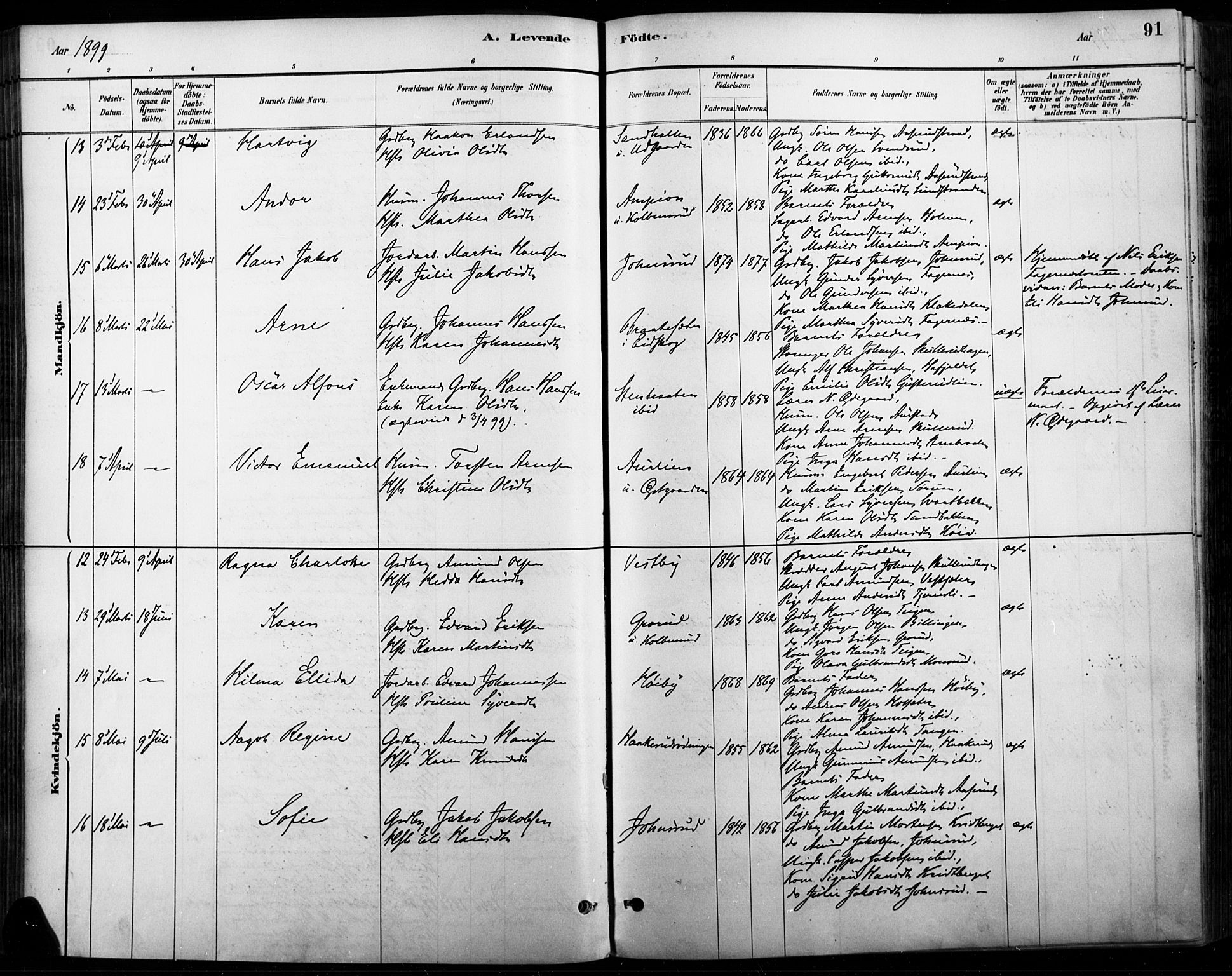 Vinger prestekontor, AV/SAH-PREST-024/H/Ha/Haa/L0015: Parish register (official) no. 15, 1881-1900, p. 91