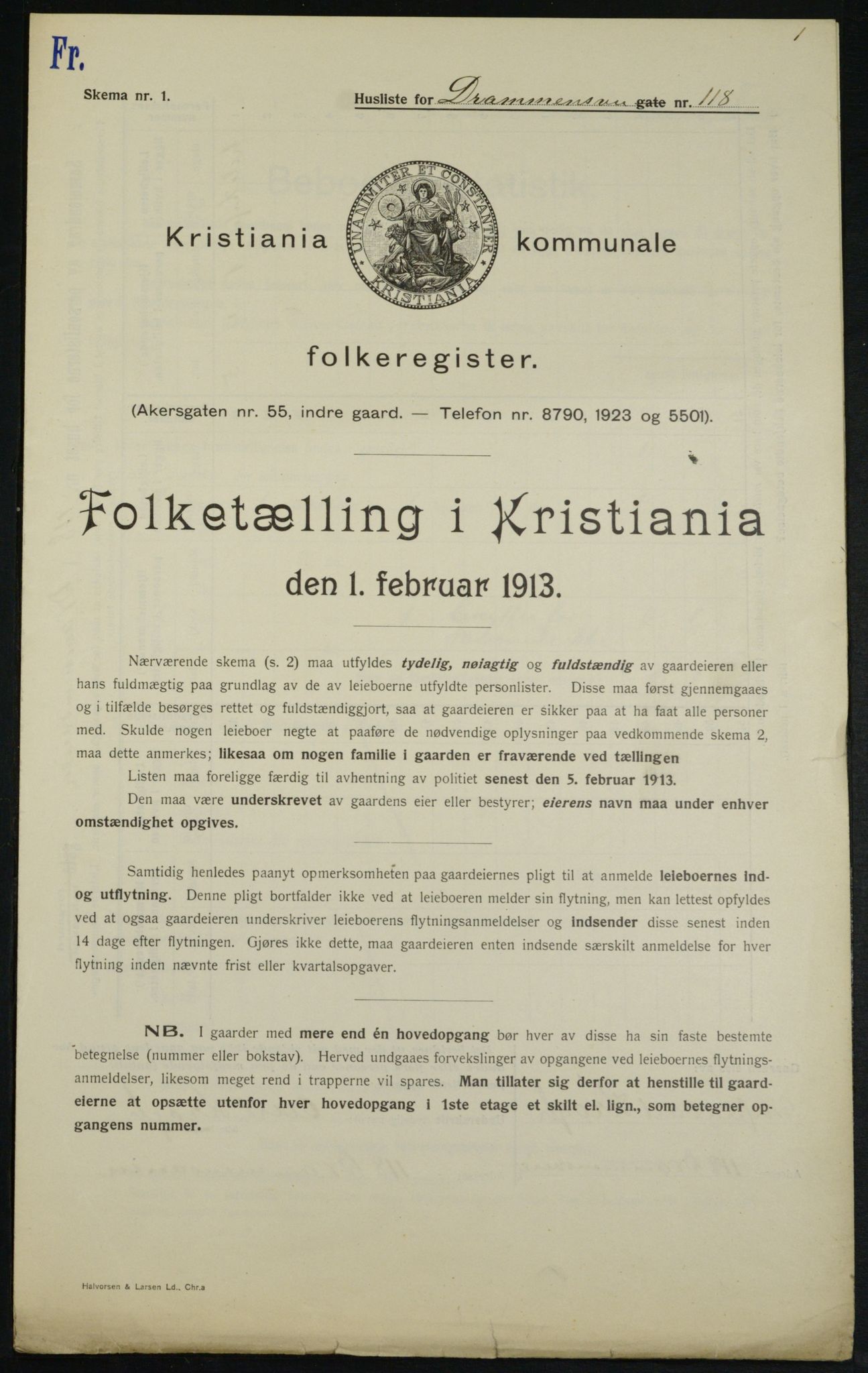 OBA, Municipal Census 1913 for Kristiania, 1913, p. 17188