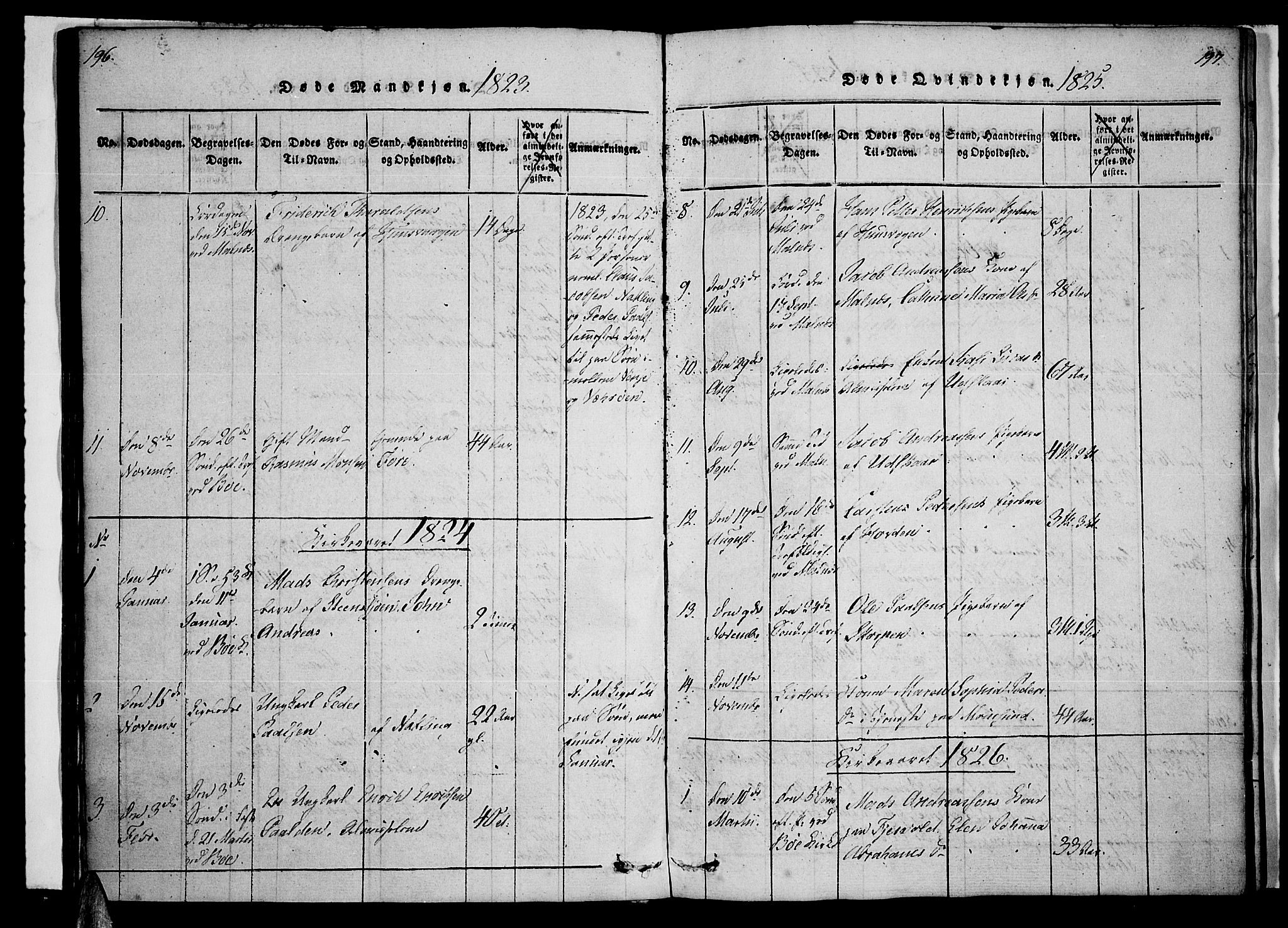 Ministerialprotokoller, klokkerbøker og fødselsregistre - Nordland, AV/SAT-A-1459/891/L1298: Parish register (official) no. 891A03, 1820-1840, p. 196-197