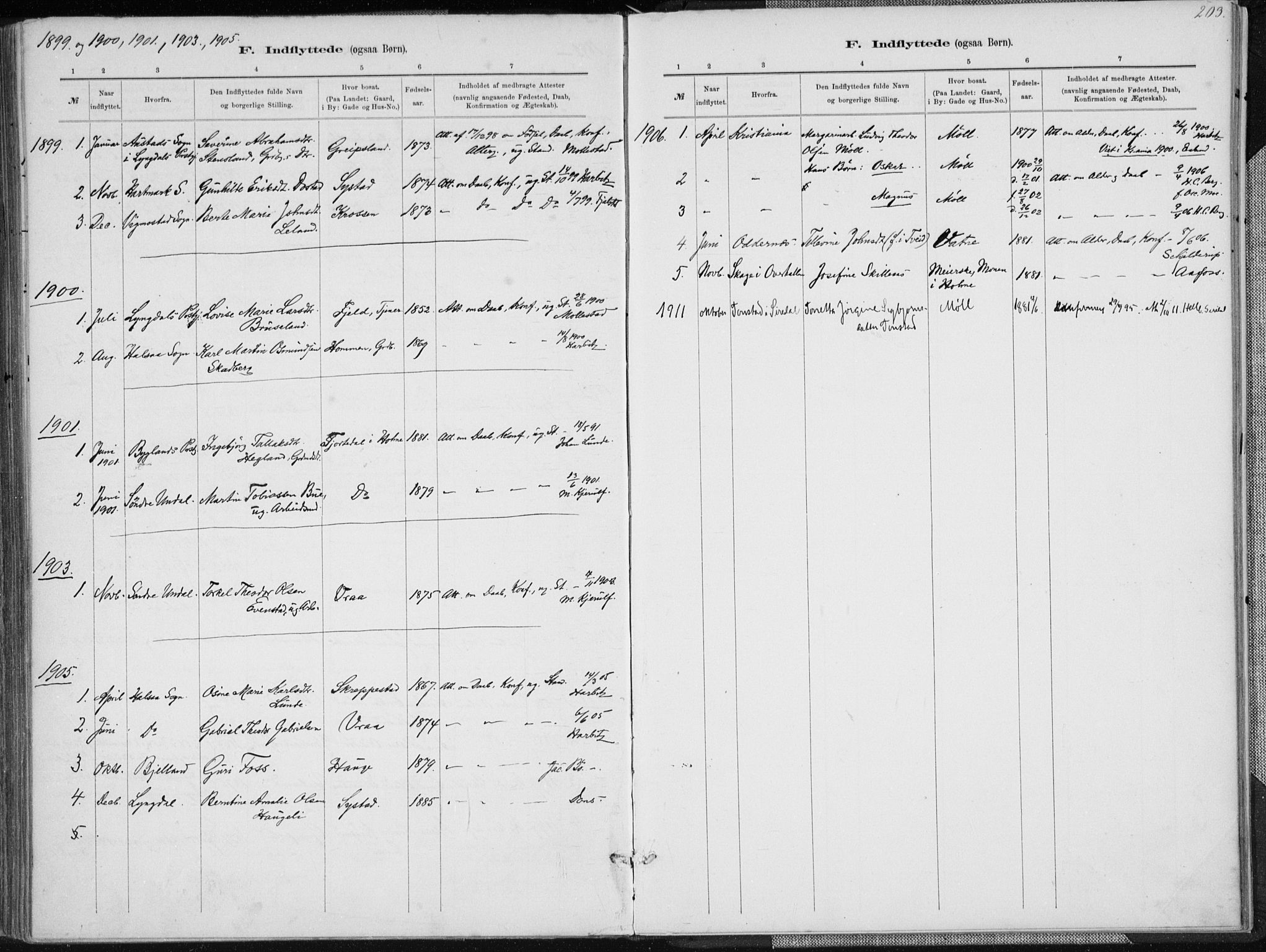 Holum sokneprestkontor, SAK/1111-0022/F/Fa/Faa/L0007: Parish register (official) no. A 7, 1884-1907, p. 203