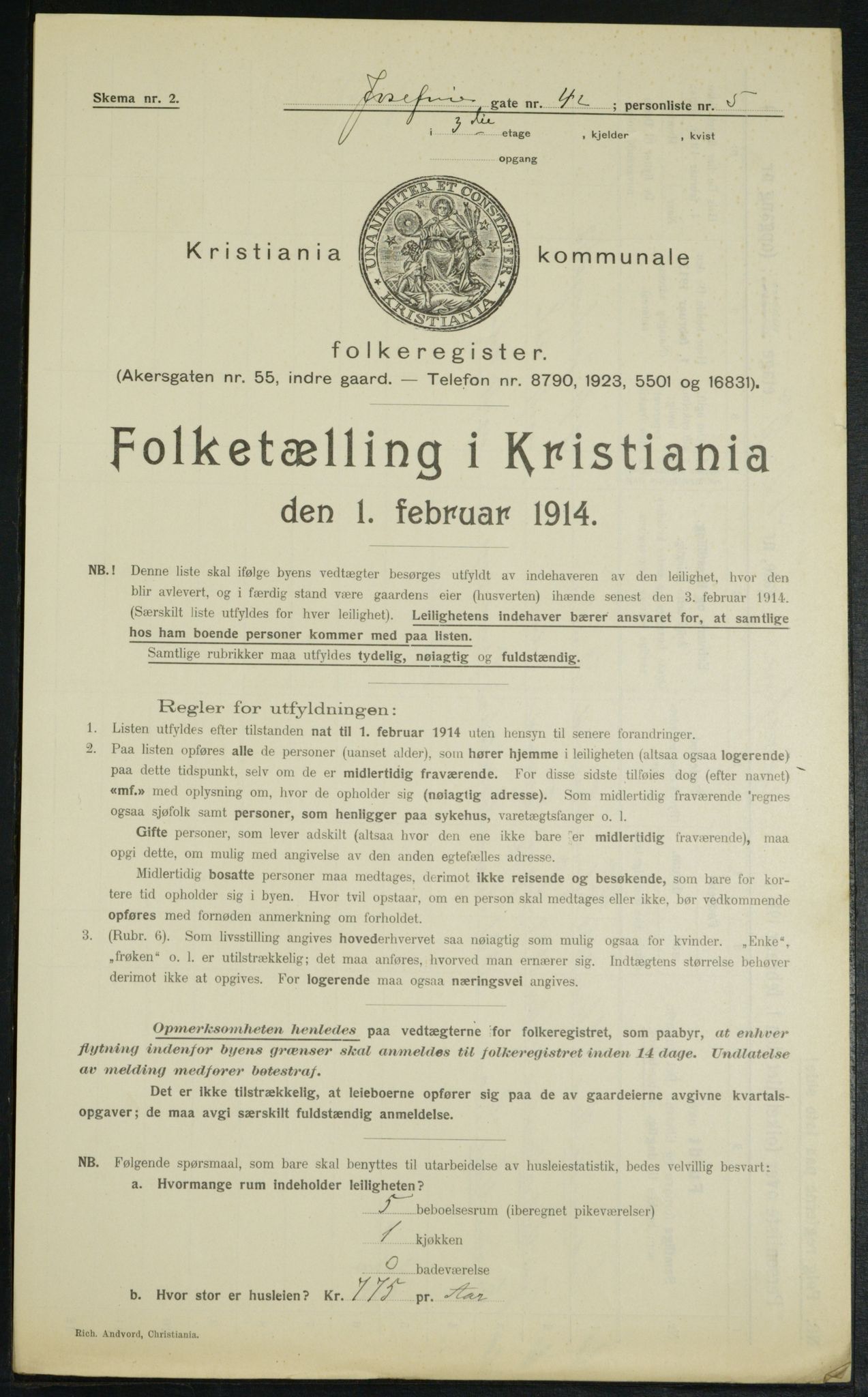 OBA, Municipal Census 1914 for Kristiania, 1914, p. 47589