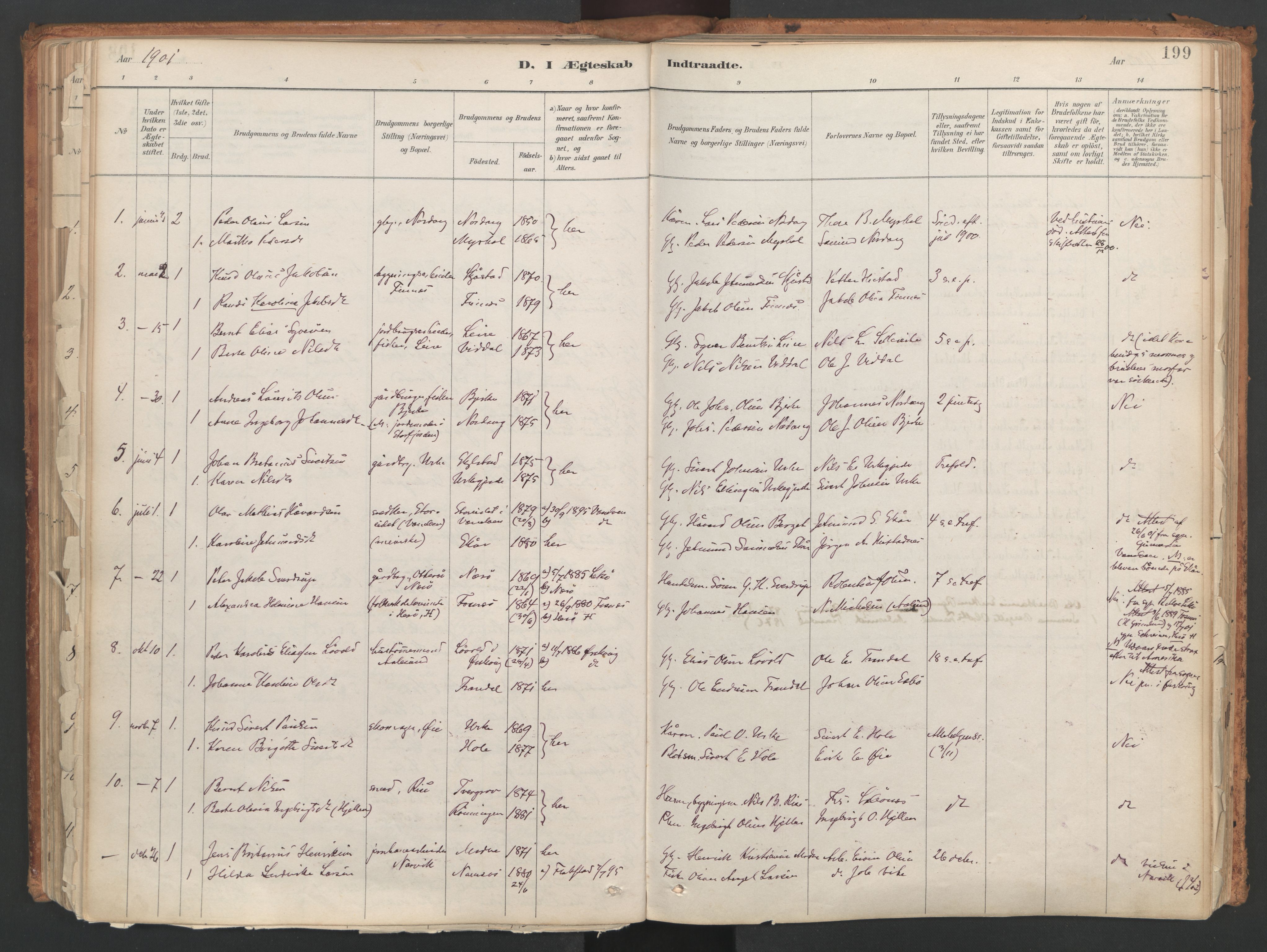Ministerialprotokoller, klokkerbøker og fødselsregistre - Møre og Romsdal, SAT/A-1454/515/L0211: Parish register (official) no. 515A07, 1886-1910, p. 199