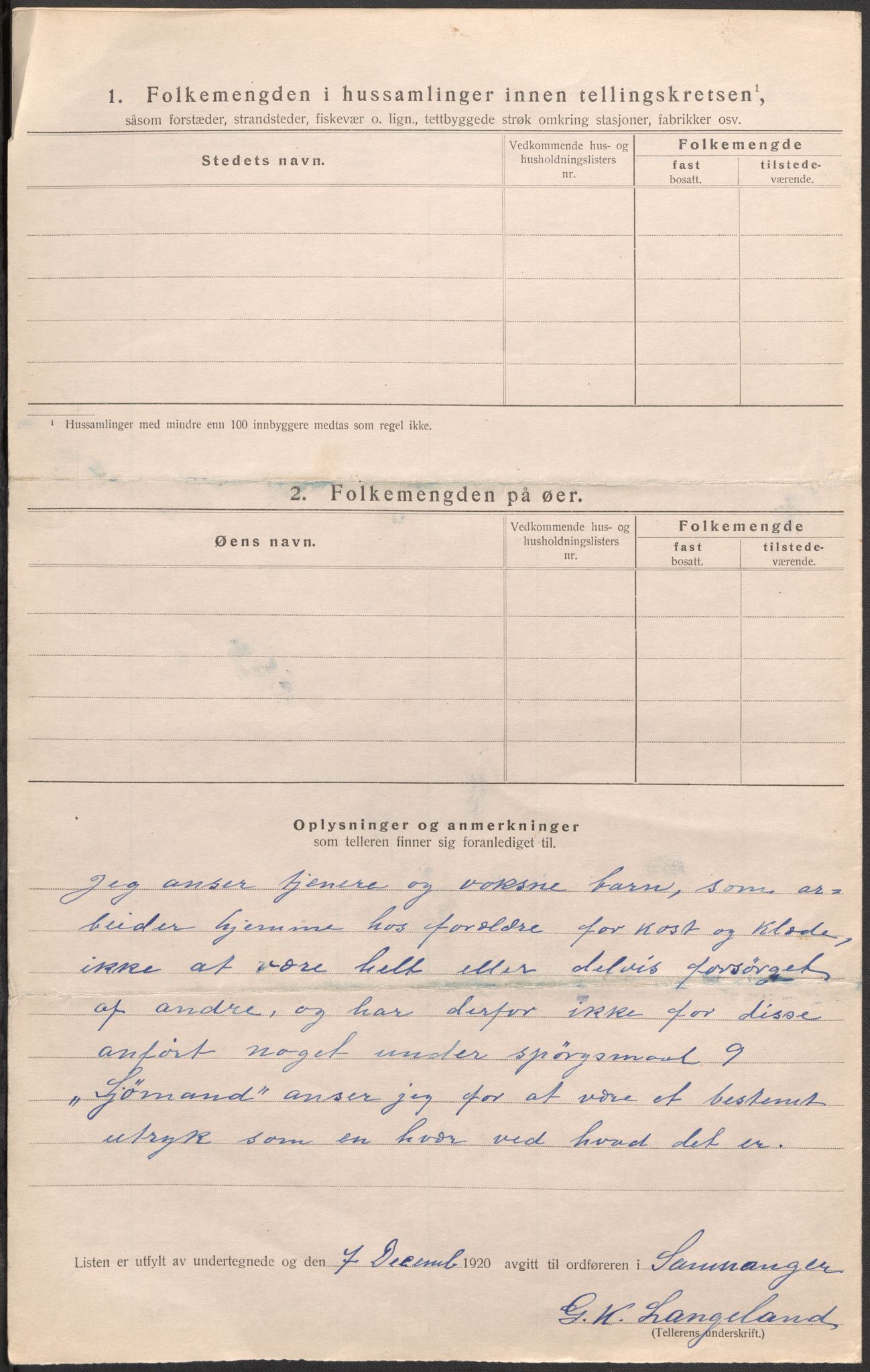 SAB, 1920 census for Samnanger, 1920, p. 7