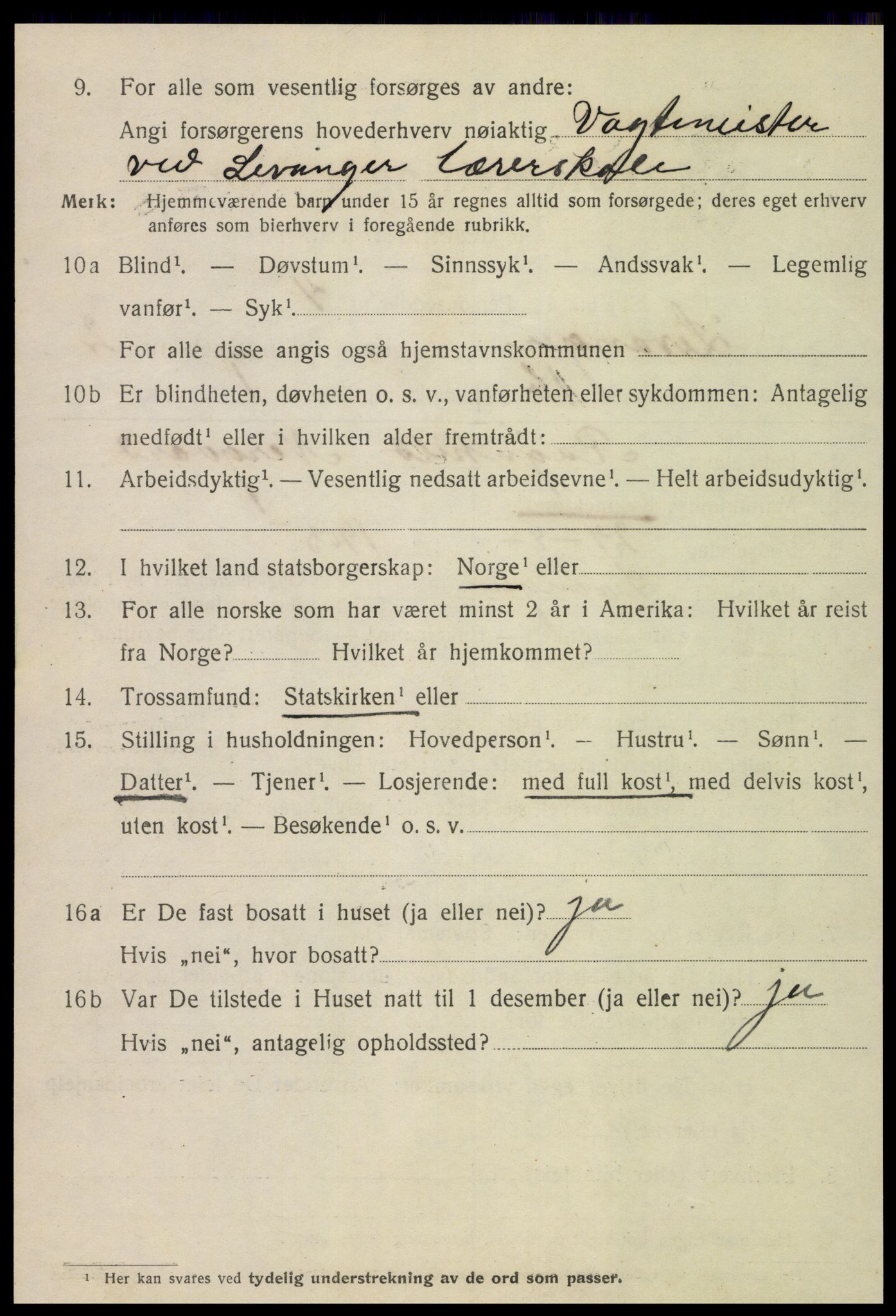 SAT, 1920 census for Levanger town, 1920, p. 2795