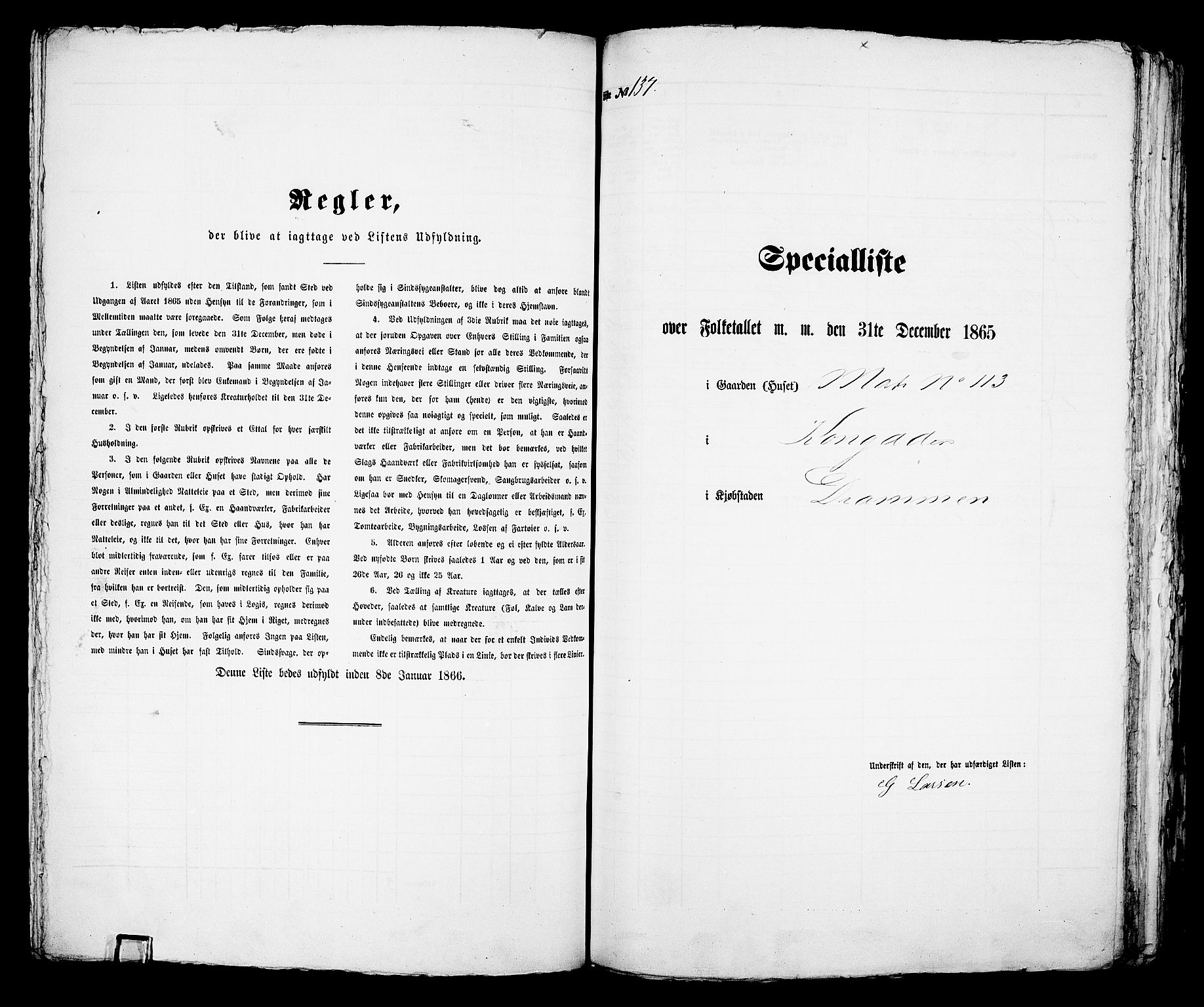 RA, 1865 census for Bragernes in Drammen, 1865, p. 295