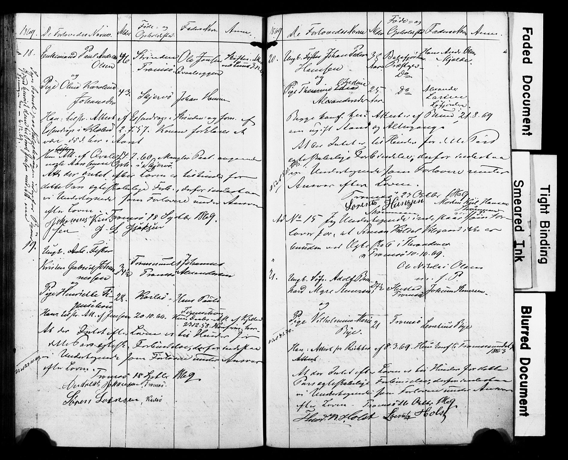 Tromsø sokneprestkontor/stiftsprosti/domprosti, AV/SATØ-S-1343/H/Hc/L0097: Banns register no. 97, 1851-1872