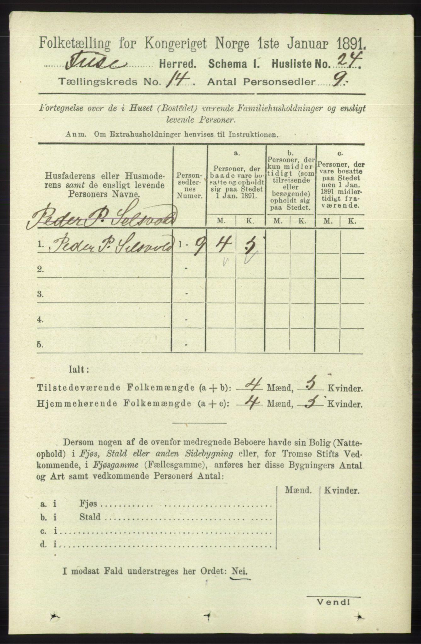RA, 1891 census for 1241 Fusa, 1891, p. 3165