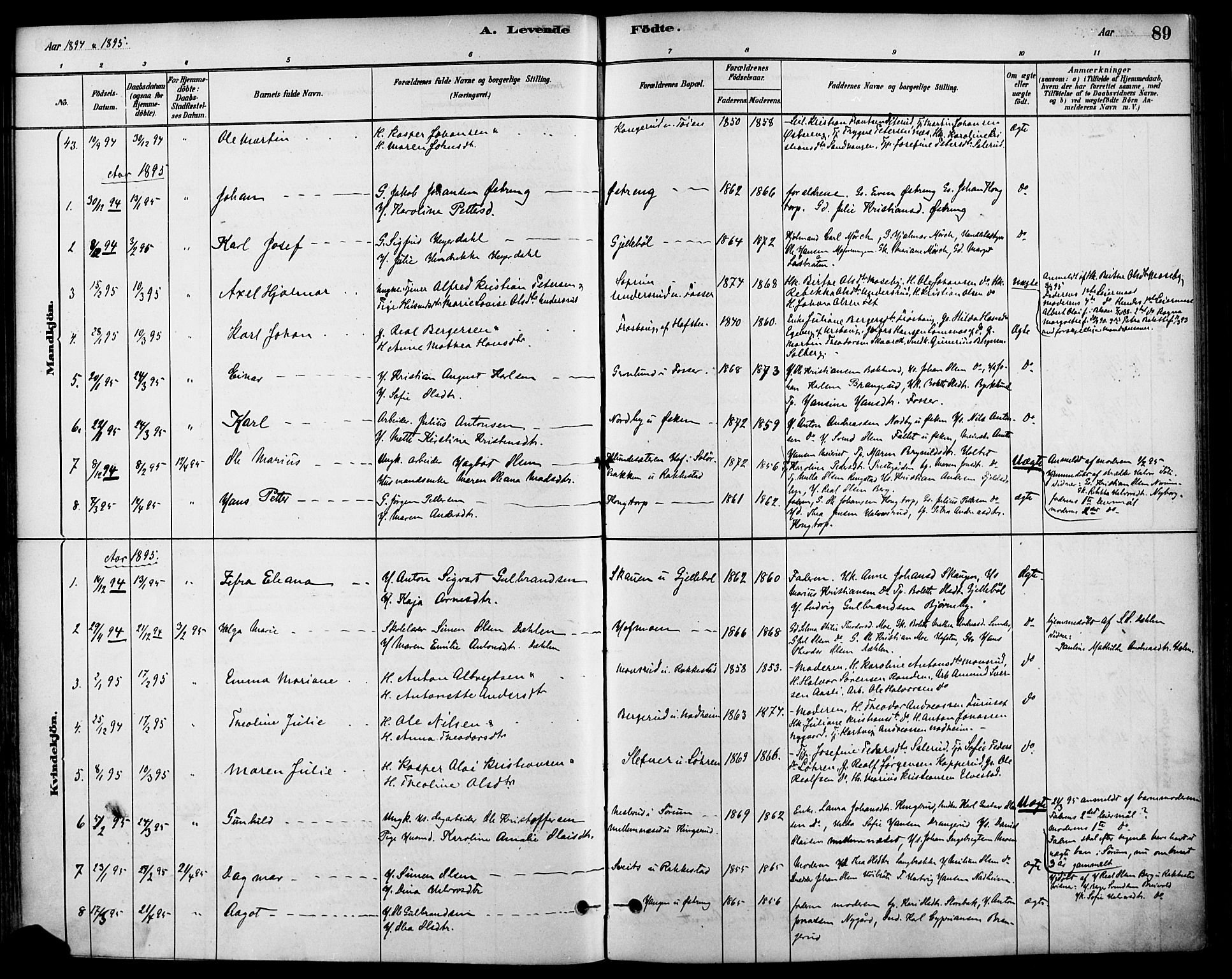 Høland prestekontor Kirkebøker, SAO/A-10346a/F/Fa/L0013: Parish register (official) no. I 13, 1880-1897, p. 89