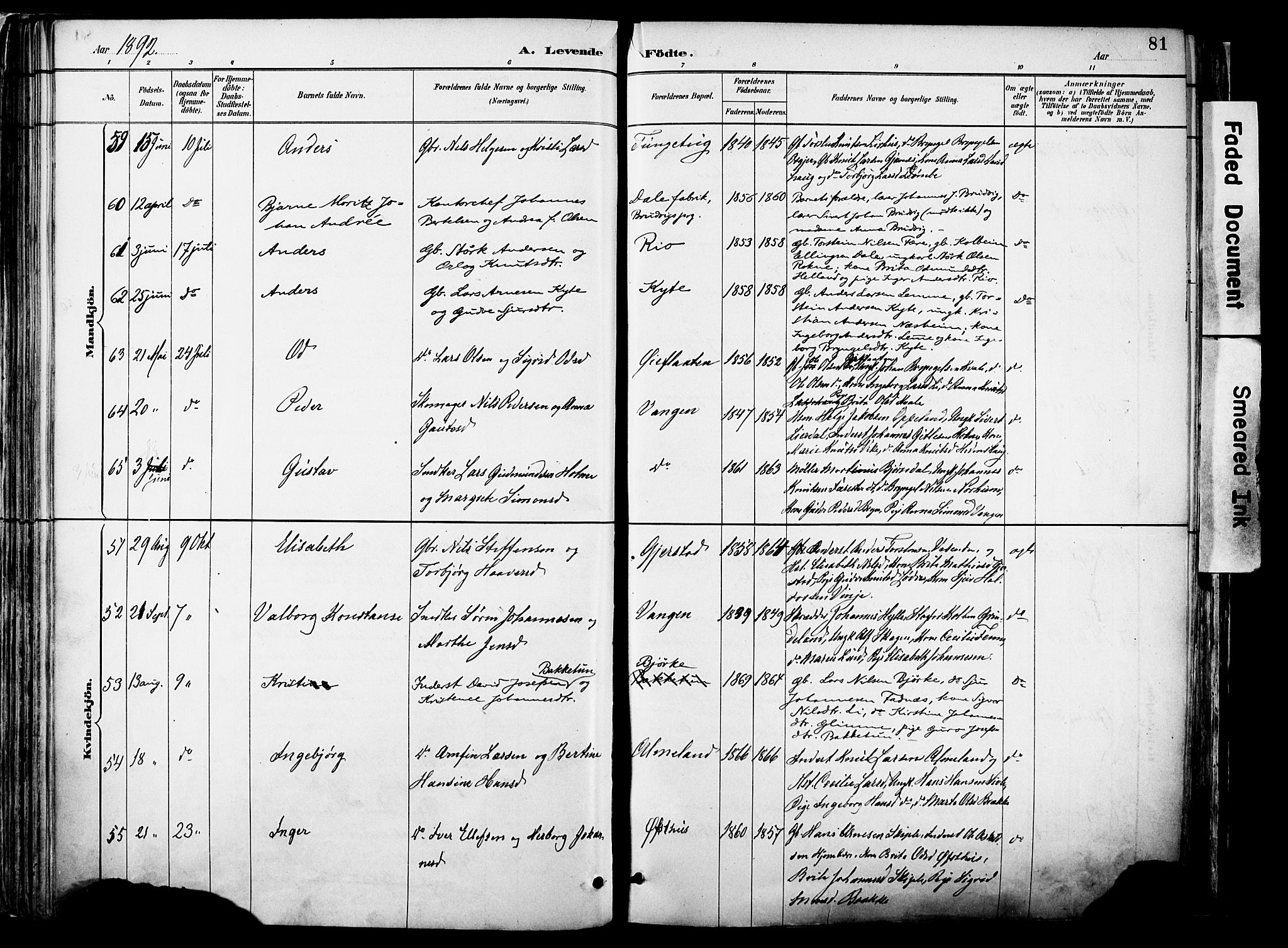 Voss sokneprestembete, AV/SAB-A-79001/H/Haa: Parish register (official) no. A 21, 1887-1903, p. 81