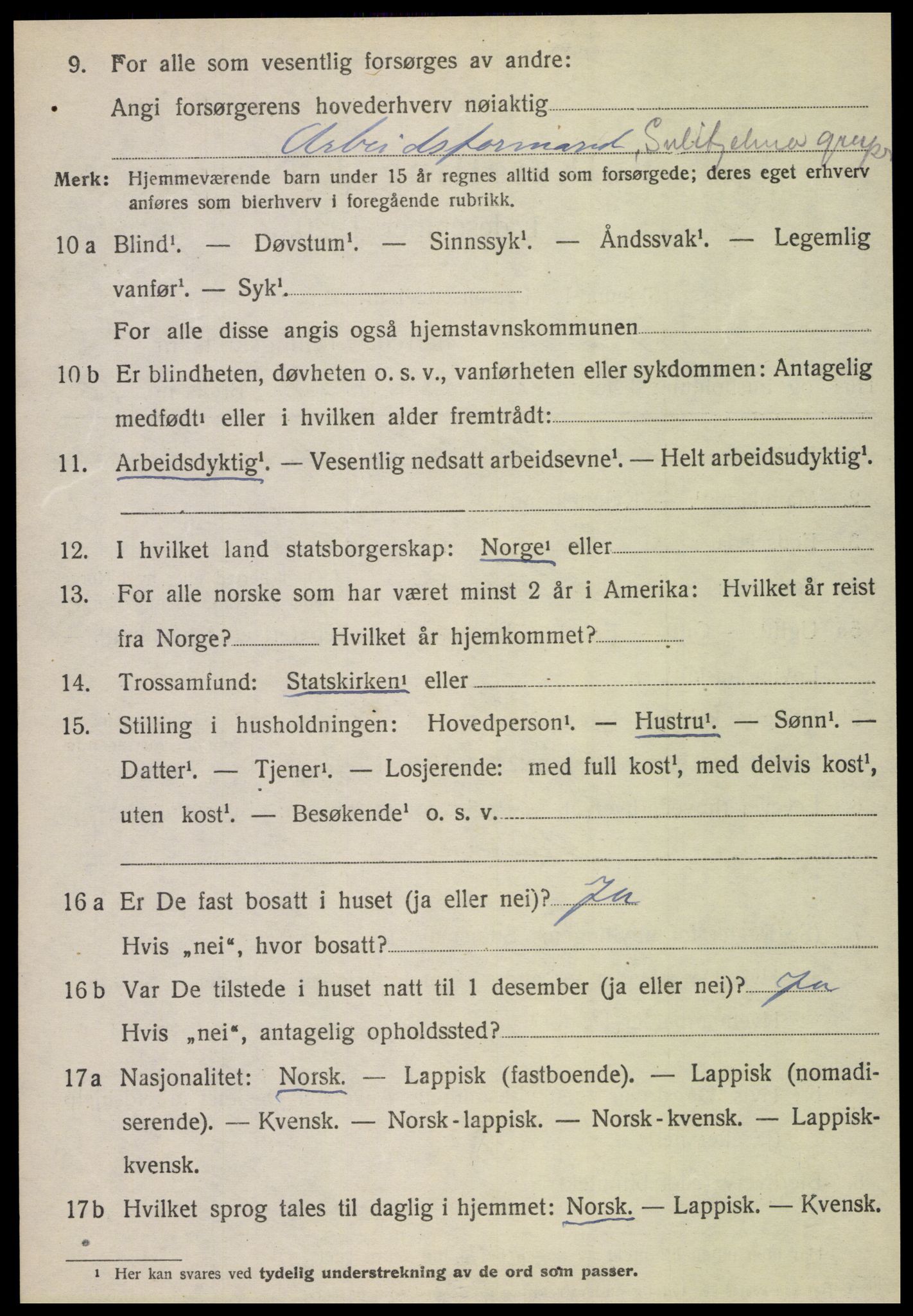 SAT, 1920 census for Fauske, 1920, p. 15685