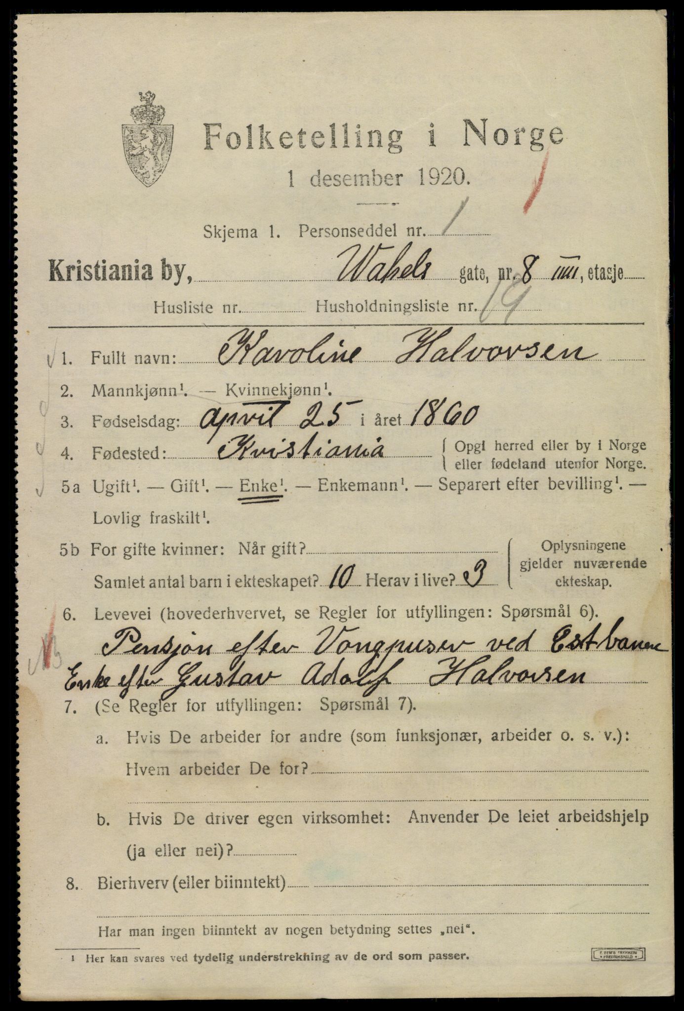 SAO, 1920 census for Kristiania, 1920, p. 627541