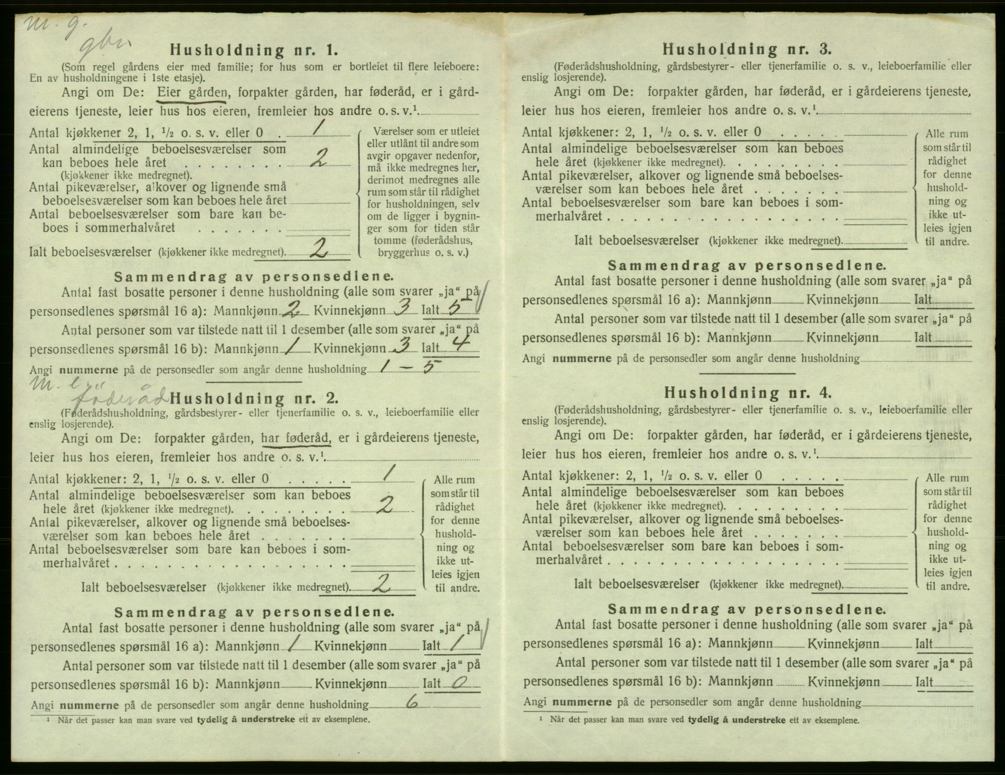 SAB, 1920 census for Fitjar, 1920, p. 943